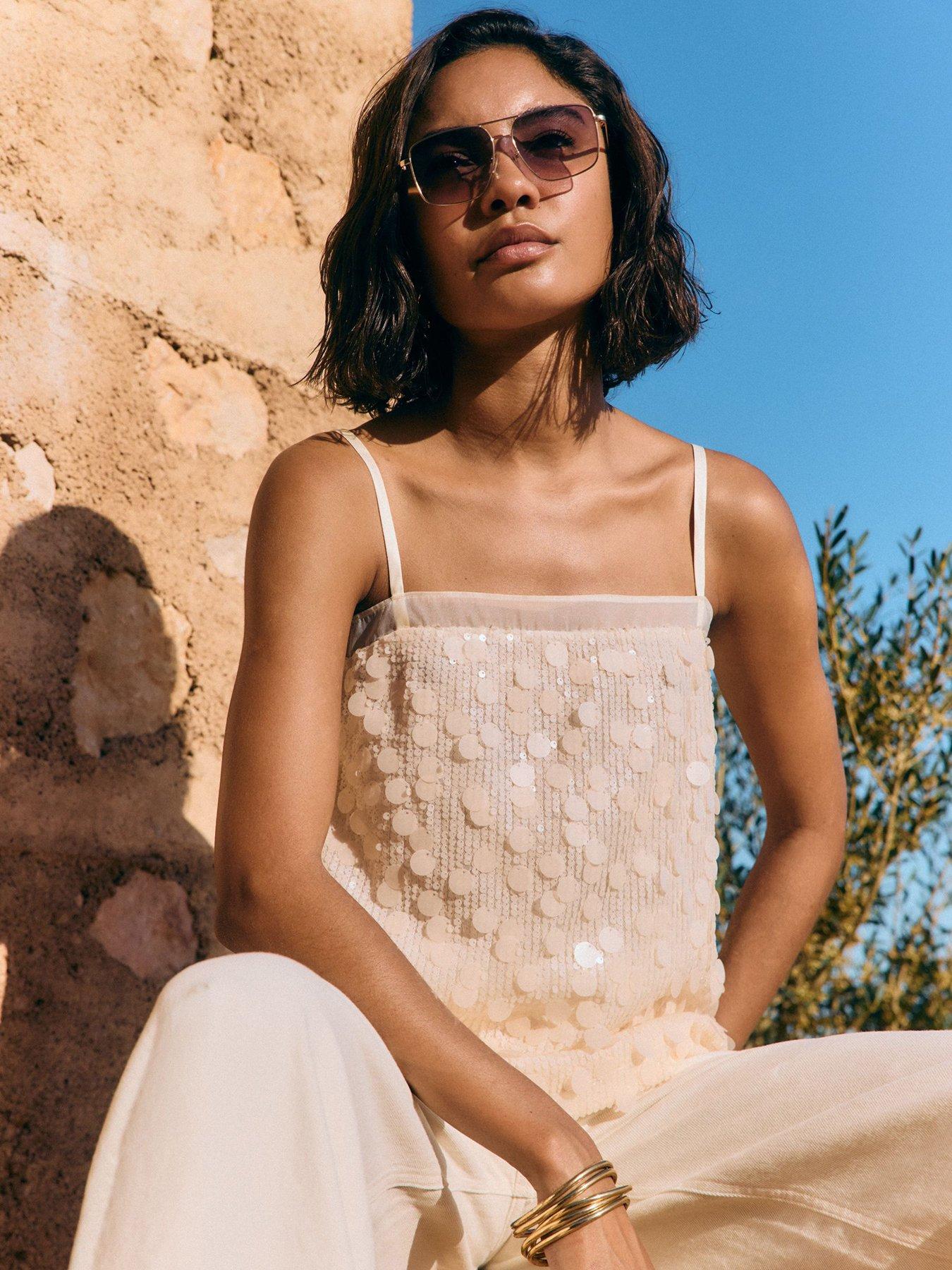Image 3 of 4 of Friends Like These Cream Sequin Cami Top
