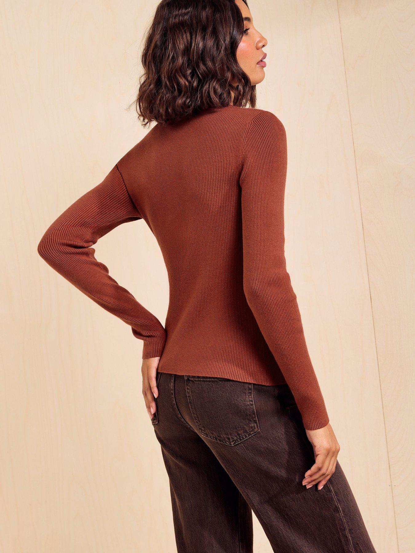 Image 2 of 5 of Friends Like These Burnt Orange Button Through Collared Knit Jumper