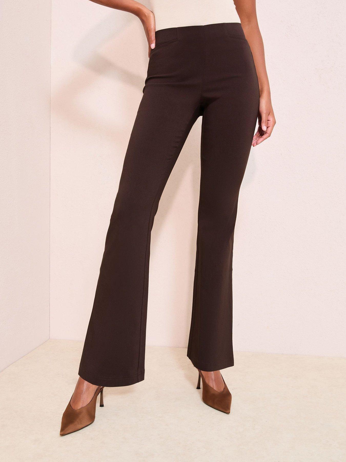 Image 1 of 5 of Friends Like These Brown Sculpting Stretch Flare Trousers