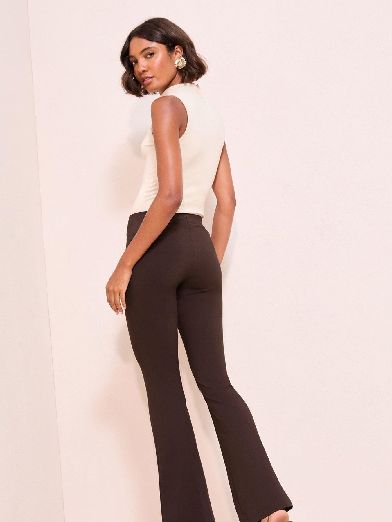 Image 2 of 5 of Friends Like These Brown Sculpting Stretch Flare Trousers