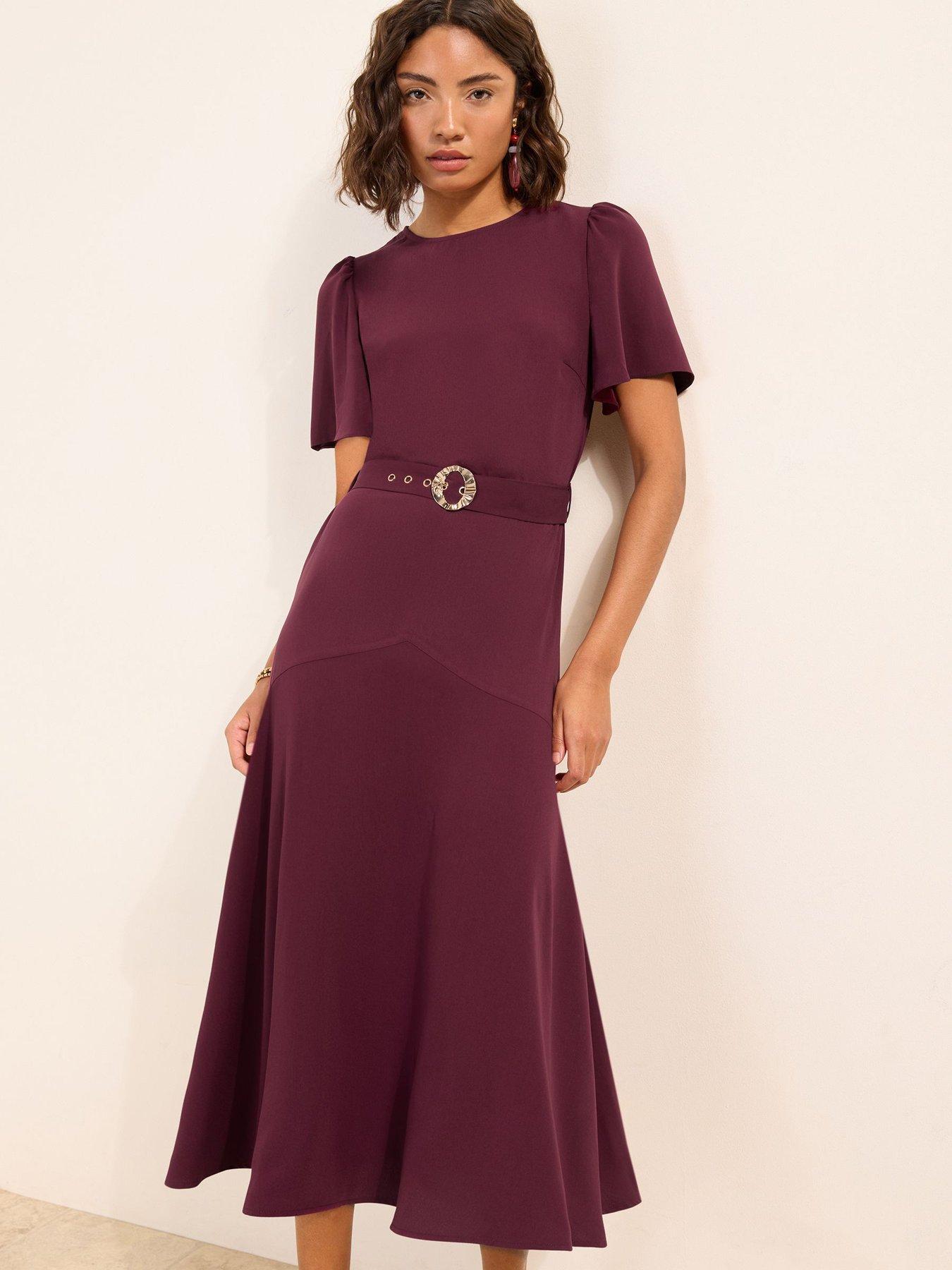 Image 3 of 6 of Friends Like These Berry Belt Work Midi - Red