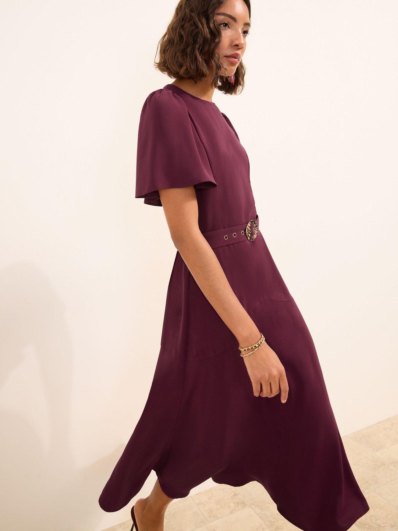 Image 5 of 6 of Friends Like These Berry Belt Work Midi - Red