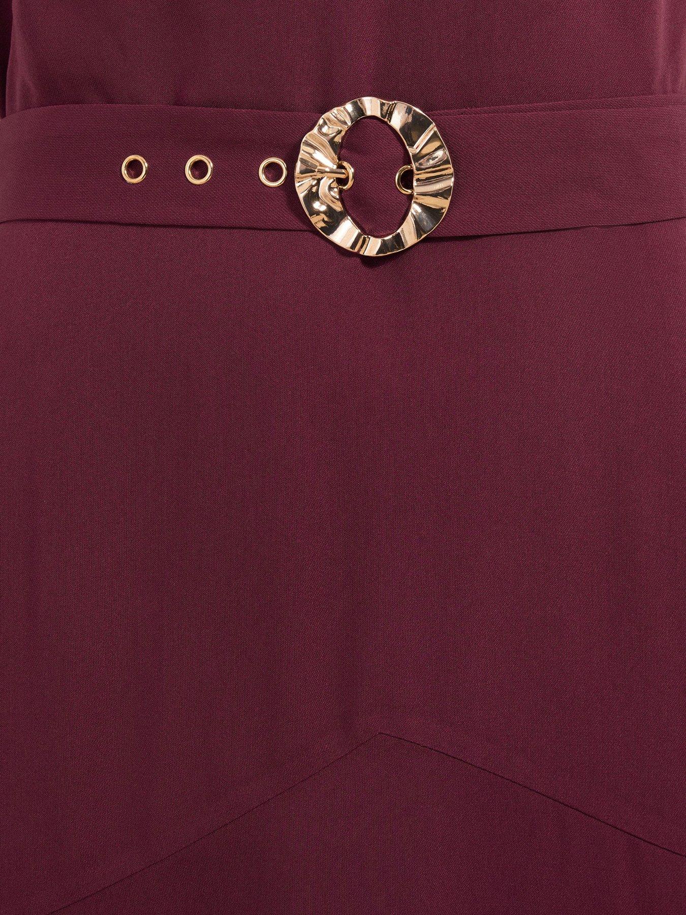 Image 6 of 6 of Friends Like These Berry Belt Work Midi - Red