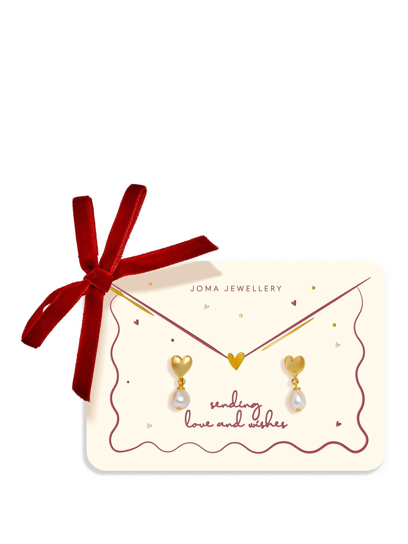 Joma Jewellery SENDING LOVE AND WISHES HEART PEARL Stud Earrings