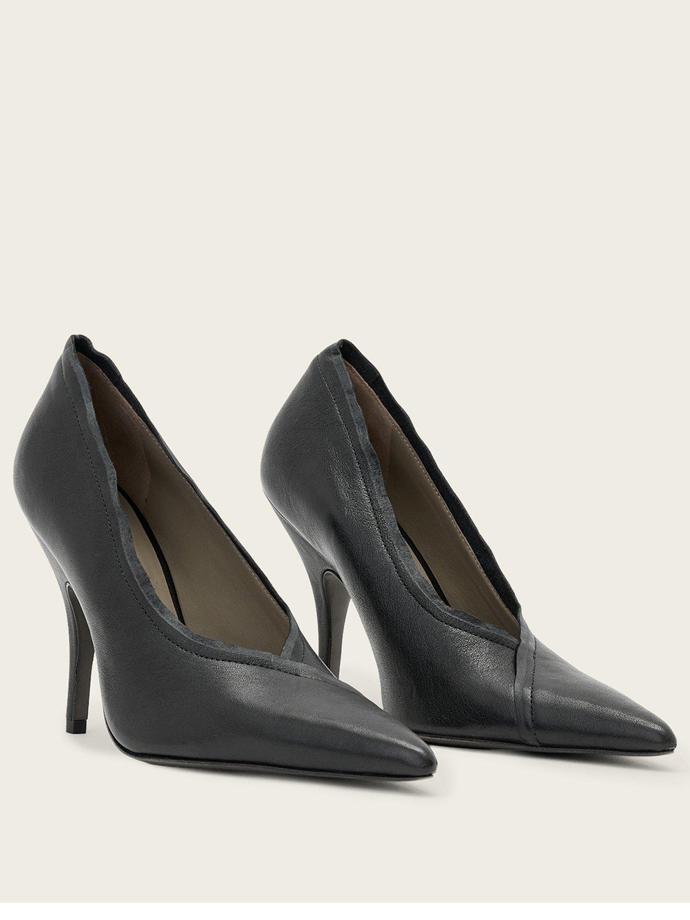 Image 2 of 7 of AllSaints Womens Vera Pointed Toe Stiletto Court Shoes - Black