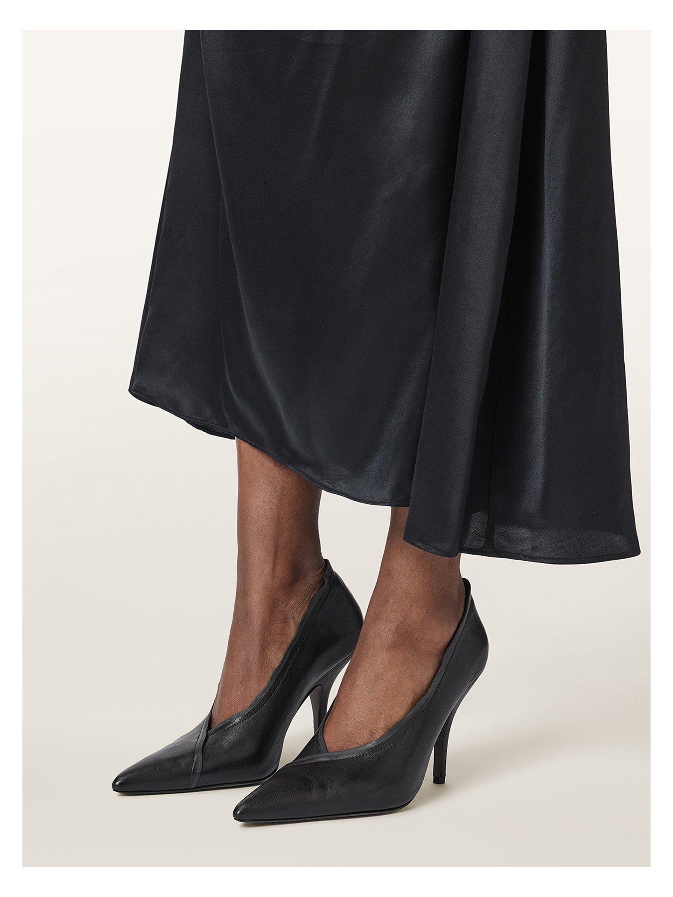 Image 4 of 7 of AllSaints Womens Vera Pointed Toe Stiletto Court Shoes - Black