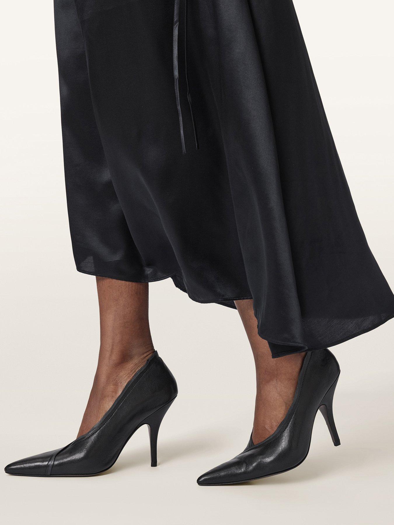 Image 7 of 7 of AllSaints Womens Vera Pointed Toe Stiletto Court Shoes - Black