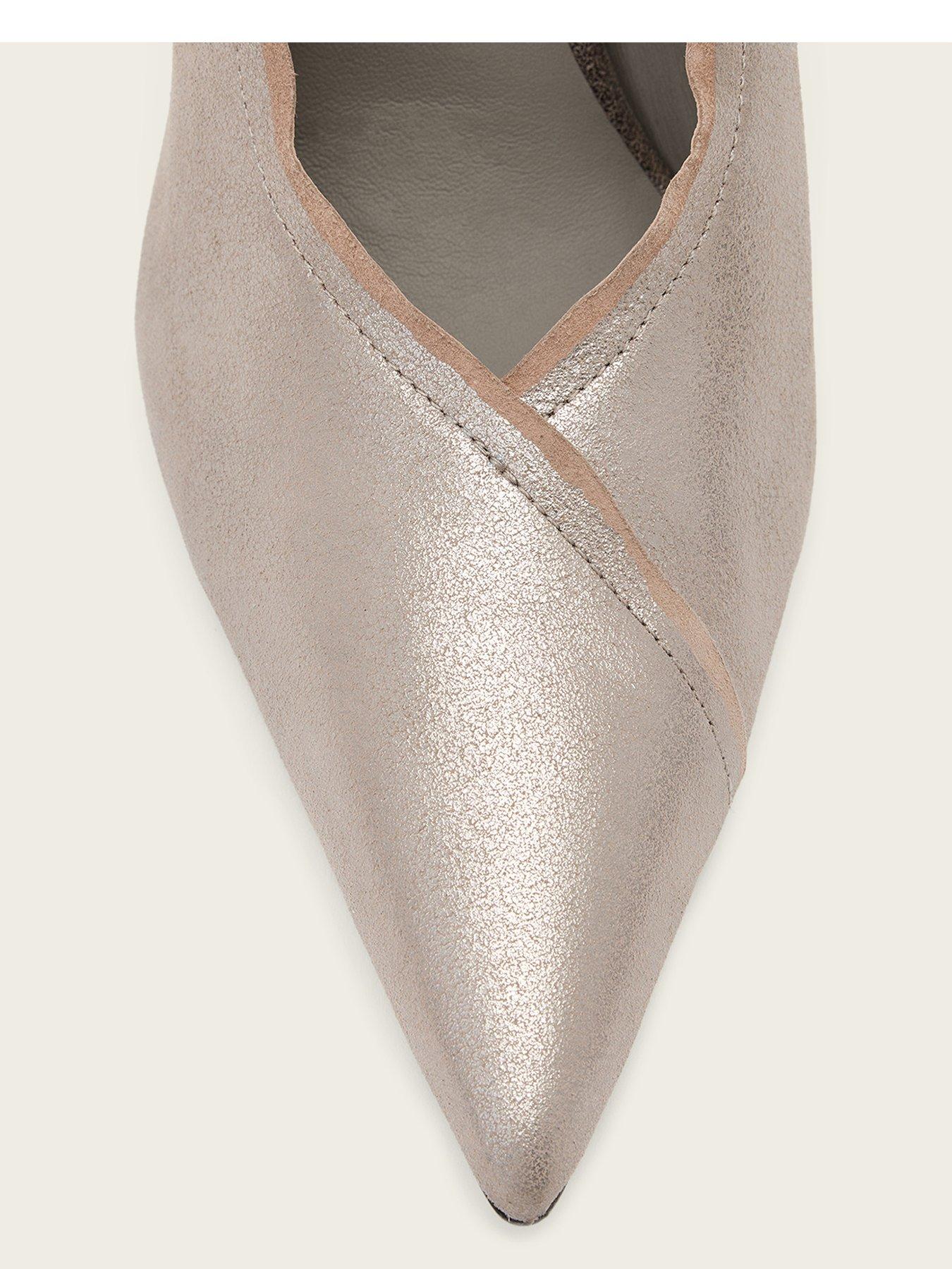Image 5 of 7 of AllSaints Womens Metallic Pointed Toe Stiletto Court Shoes - Silver