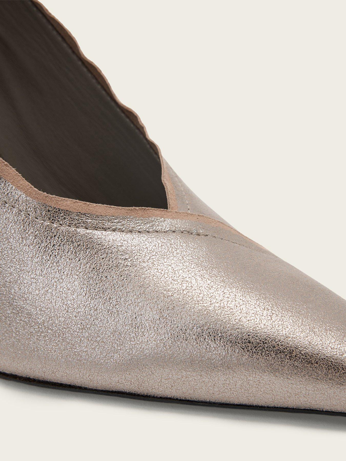 Image 6 of 7 of AllSaints Womens Metallic Pointed Toe Stiletto Court Shoes - Silver