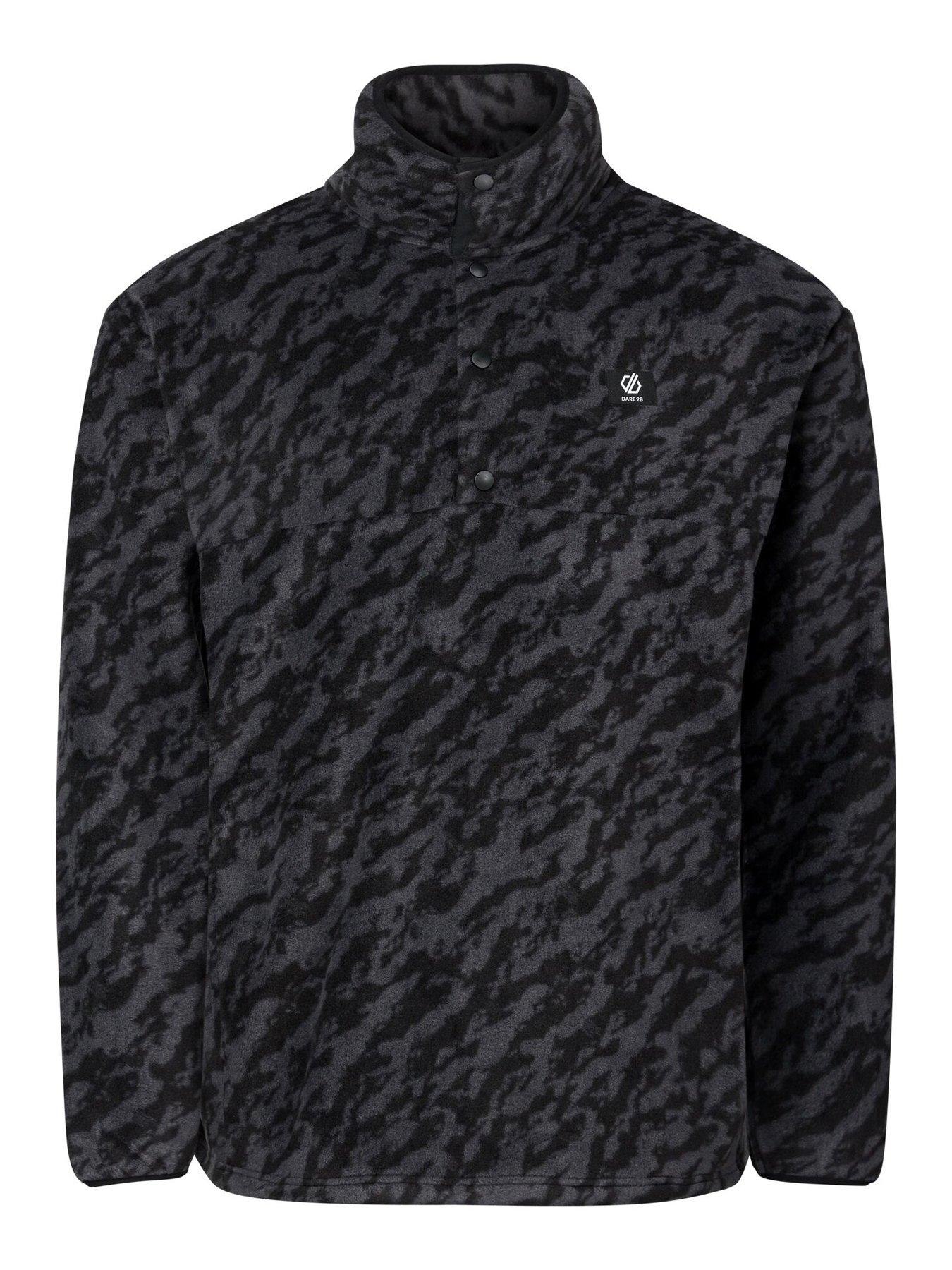 Image 7 of 7 of Dare 2b Mens Printed Half-Snap Funnel Neck Ski Fleece Jacket - Black