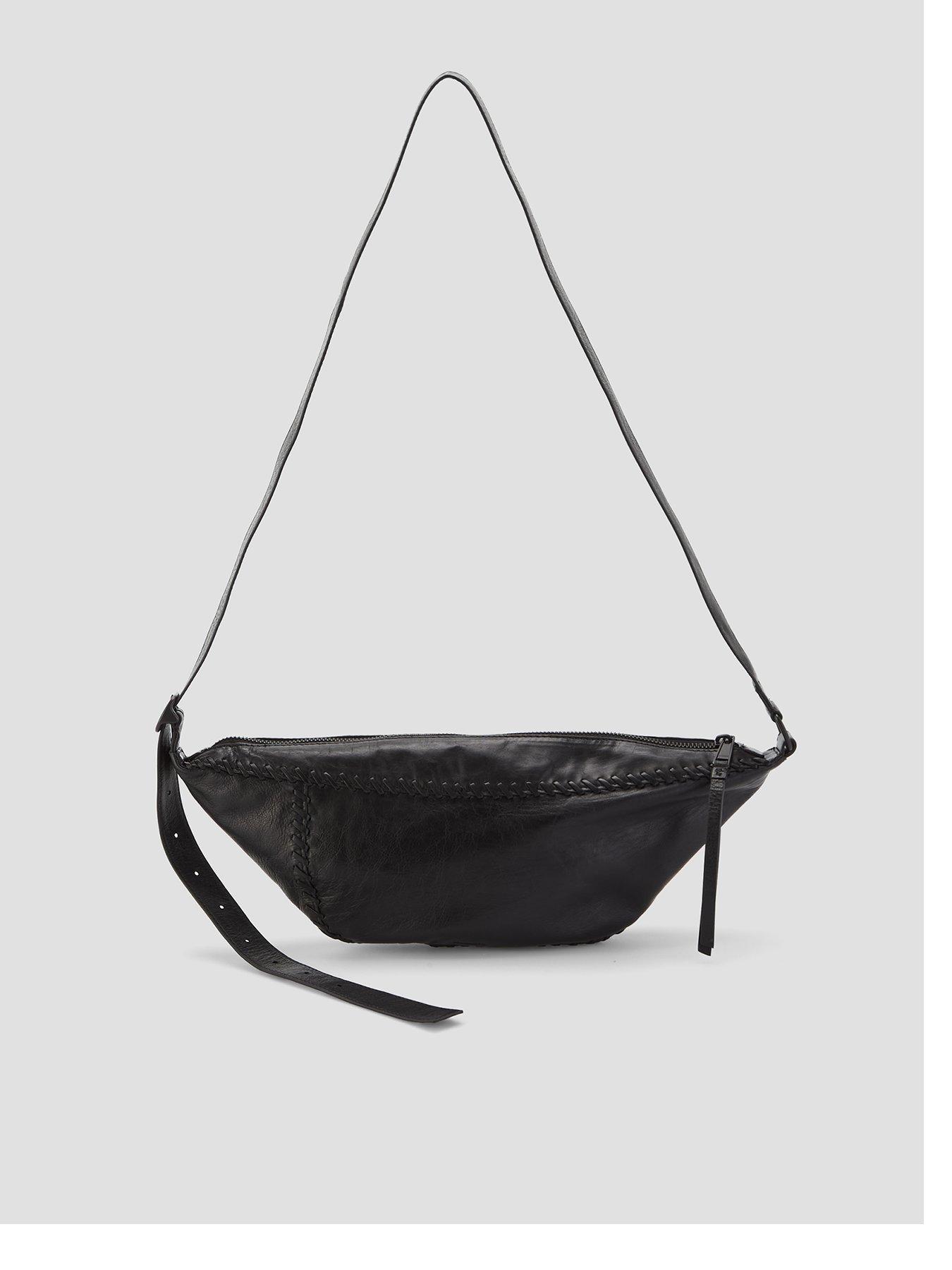 AllSaints Womens Whipstitch Zip Crossbody Bag, Black, Women