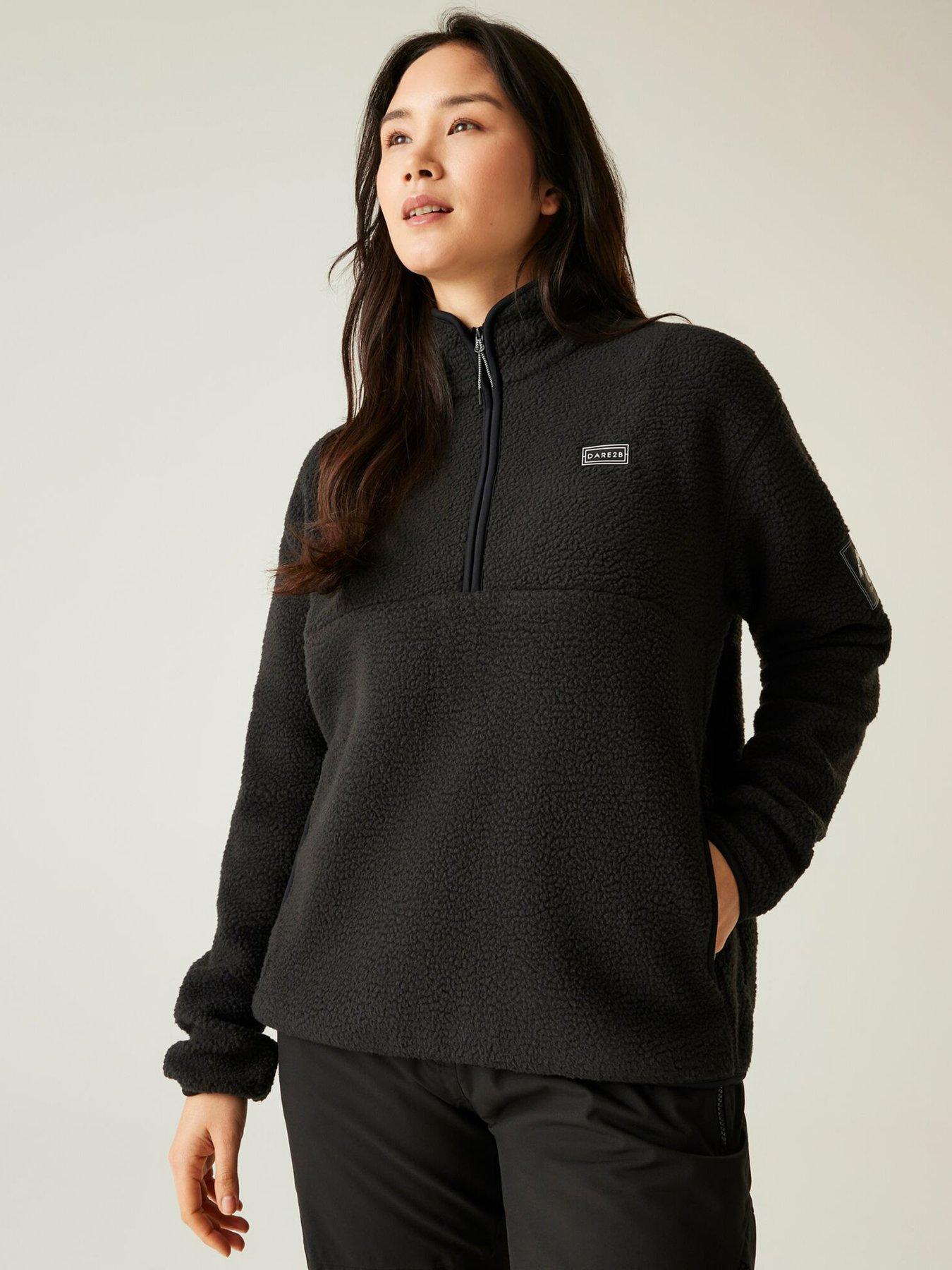 Image 1 of 7 of Dare 2b Womens Slide Out Half Zip Borg Fleece Top - Black