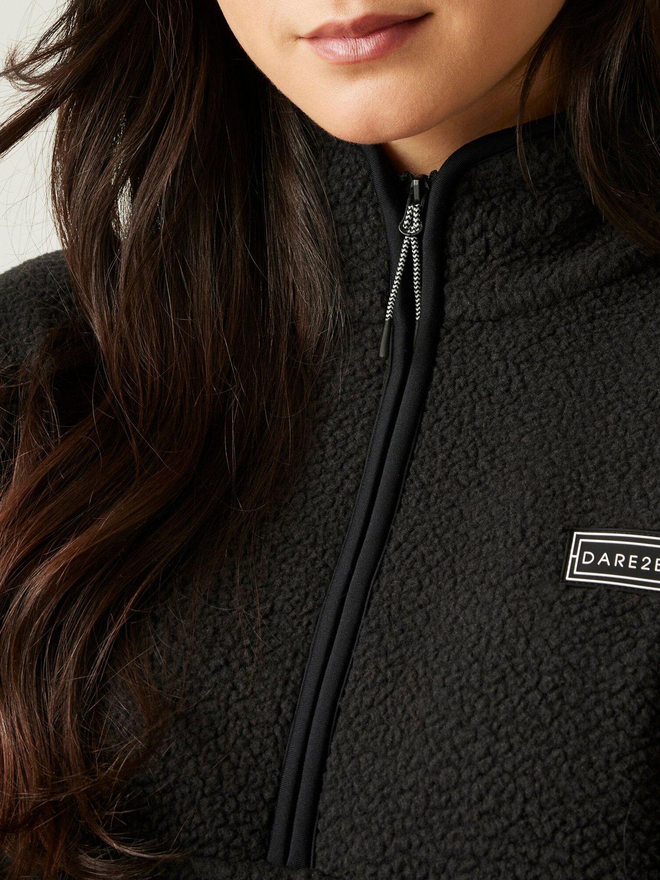Image 4 of 7 of Dare 2b Womens Slide Out Half Zip Borg Fleece Top - Black