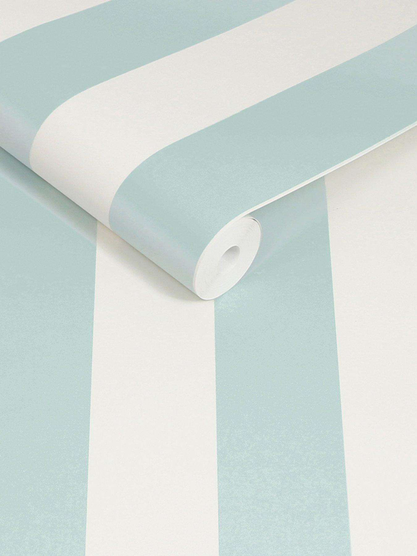 Image 2 of 3 of Cath Kidston Canopy Stripe Duck Egg Blue Wallpaper