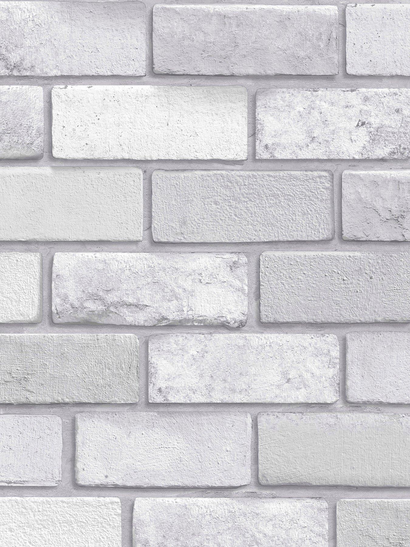 Image 2 of 7 of ARTHOUSE Diamond Silver Brick Wallpaper