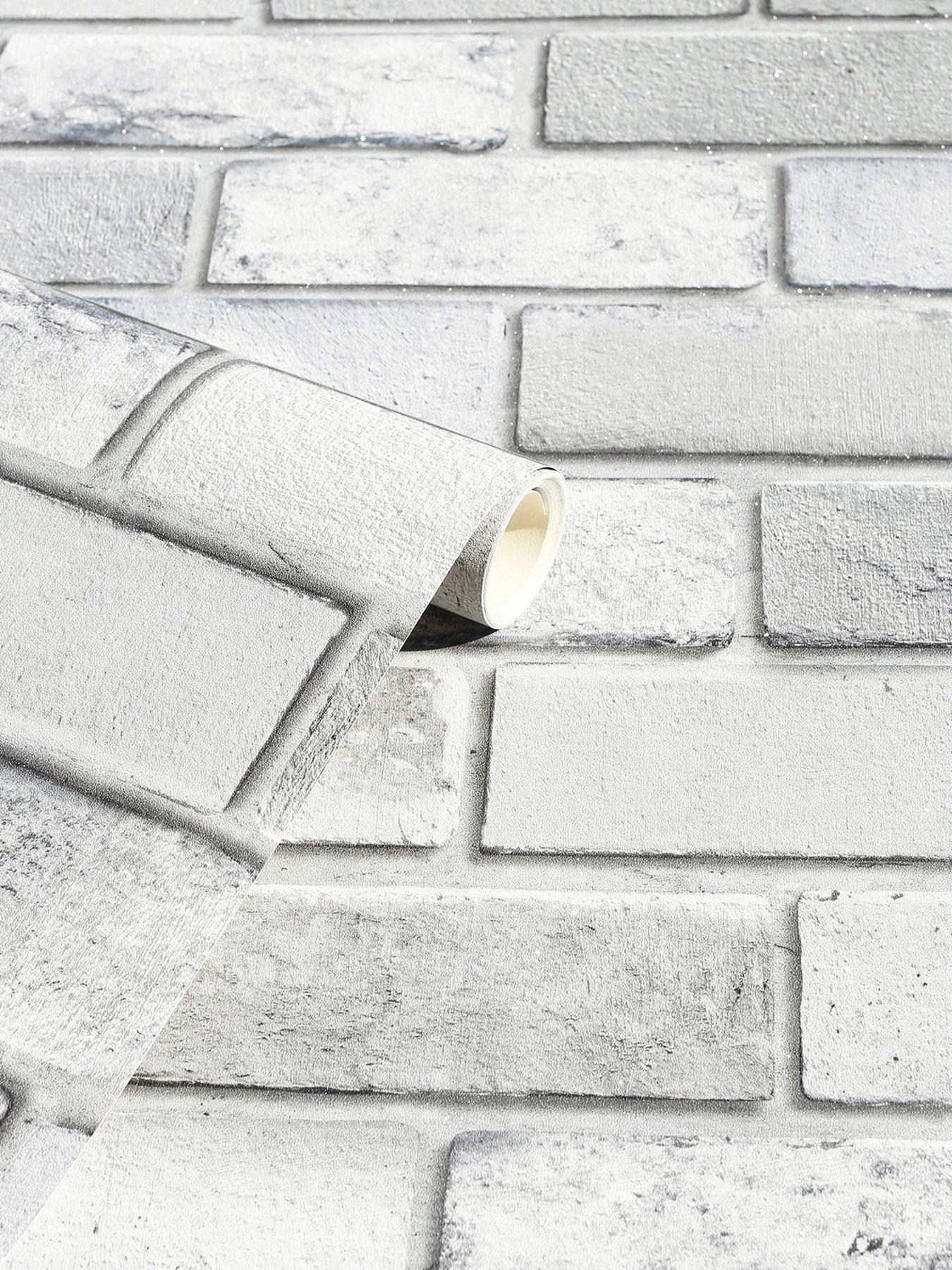 Image 3 of 7 of ARTHOUSE Diamond Silver Brick Wallpaper