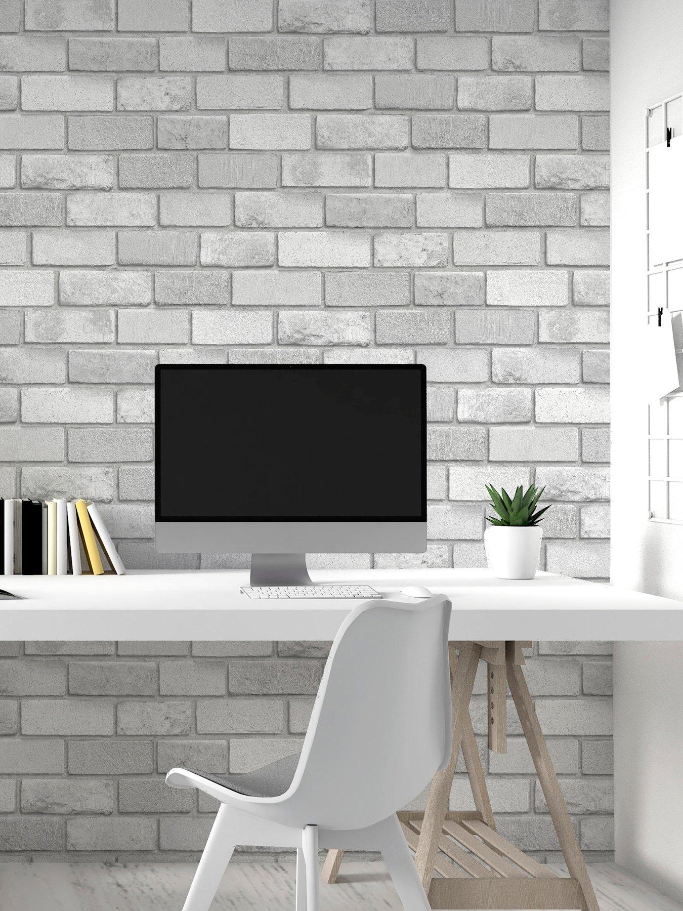 Image 6 of 7 of ARTHOUSE Diamond Silver Brick Wallpaper