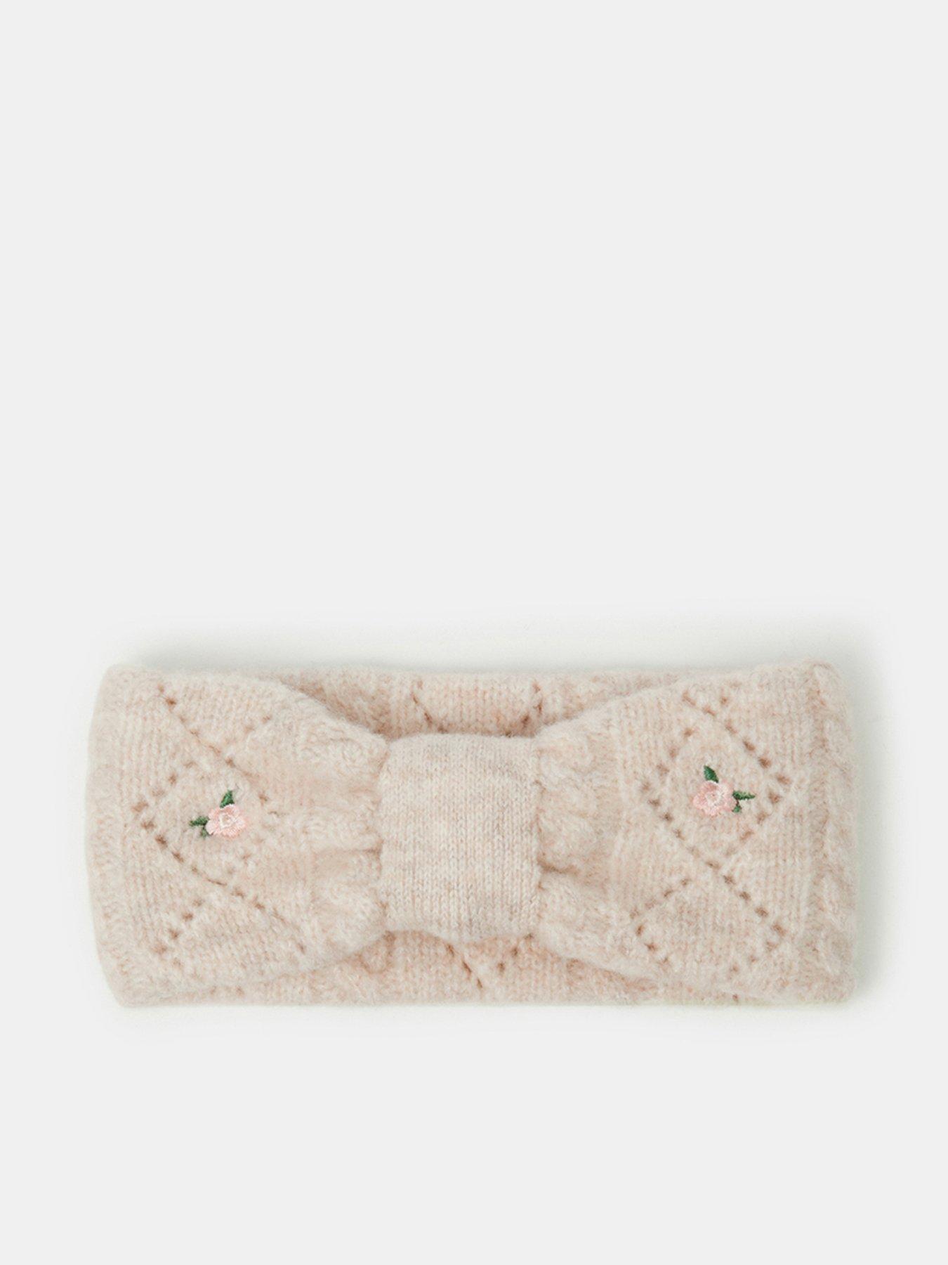 Image 1 of 3 of Accessorize Girls Flower Embroidered Twist Front Headband - Cream