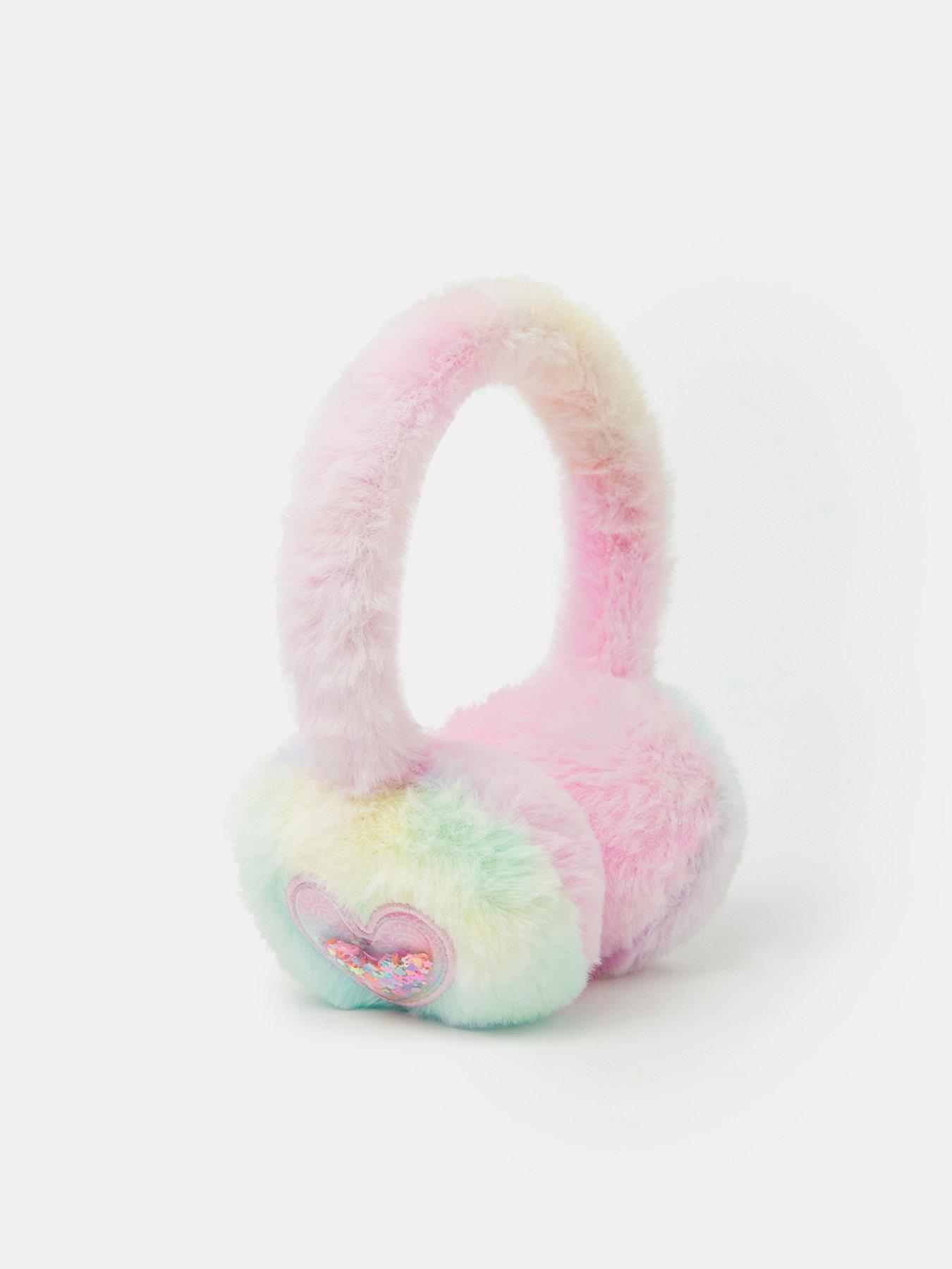 Image 2 of 2 of Accessorize Girls Fluffy Glitter Shaker Heart Earmuffs - Multi