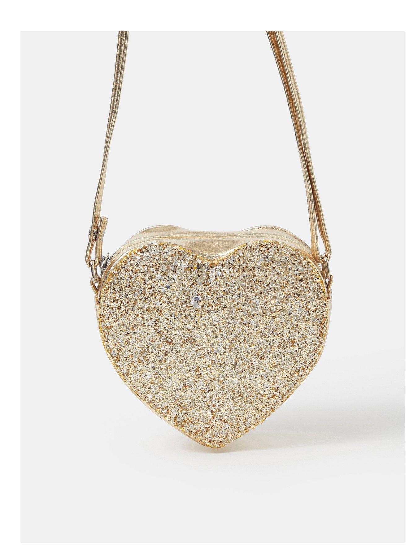 Image 1 of 4 of Accessorize Girls Glitter Heart Bag - Gold