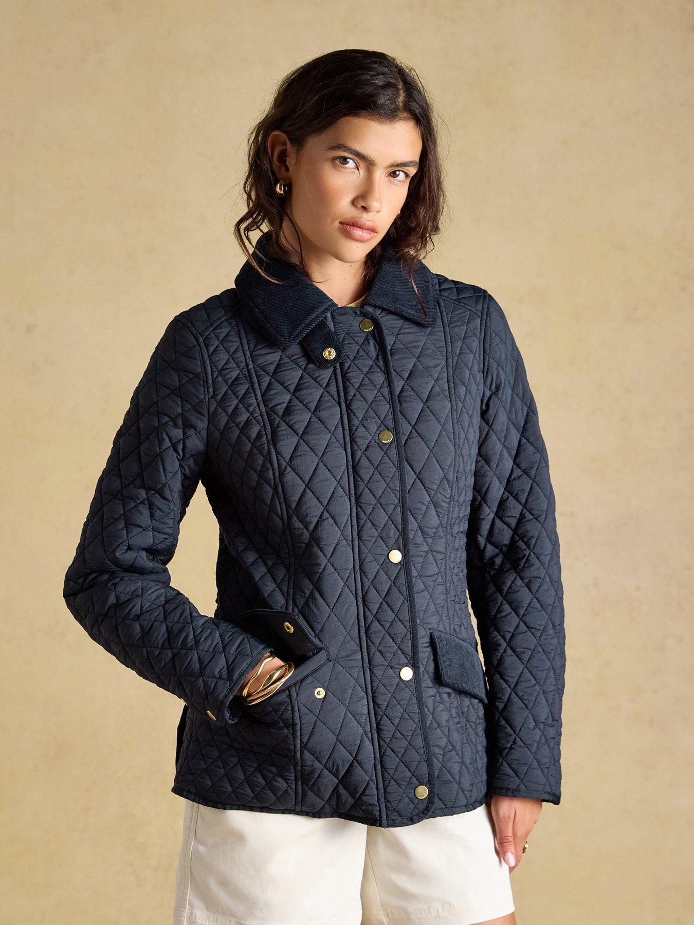 Joules Women's Highclere Quilted Jacket, Navy, Size 10, Women
