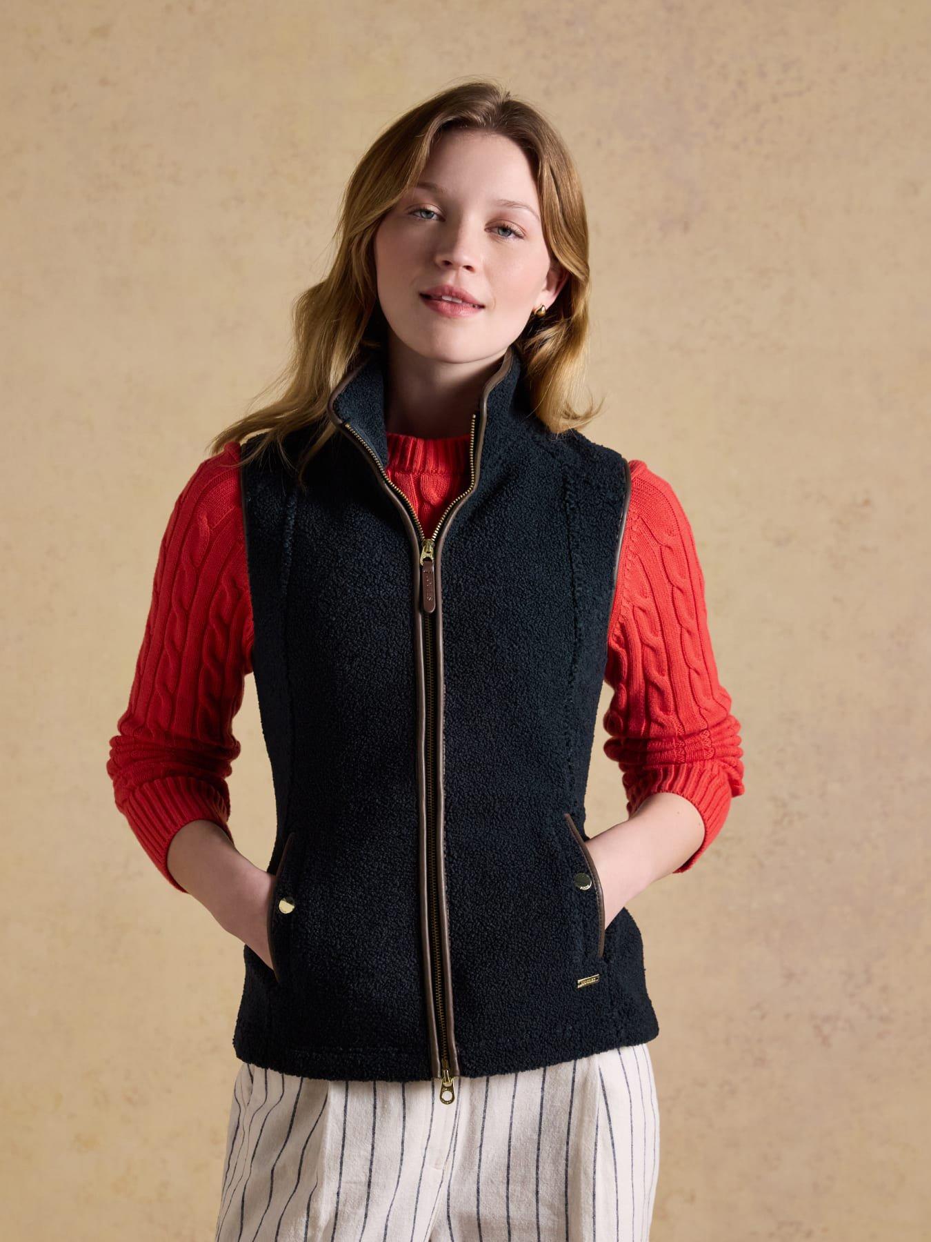 Joules Womens Borg Funnel Neck Gilet - Navy