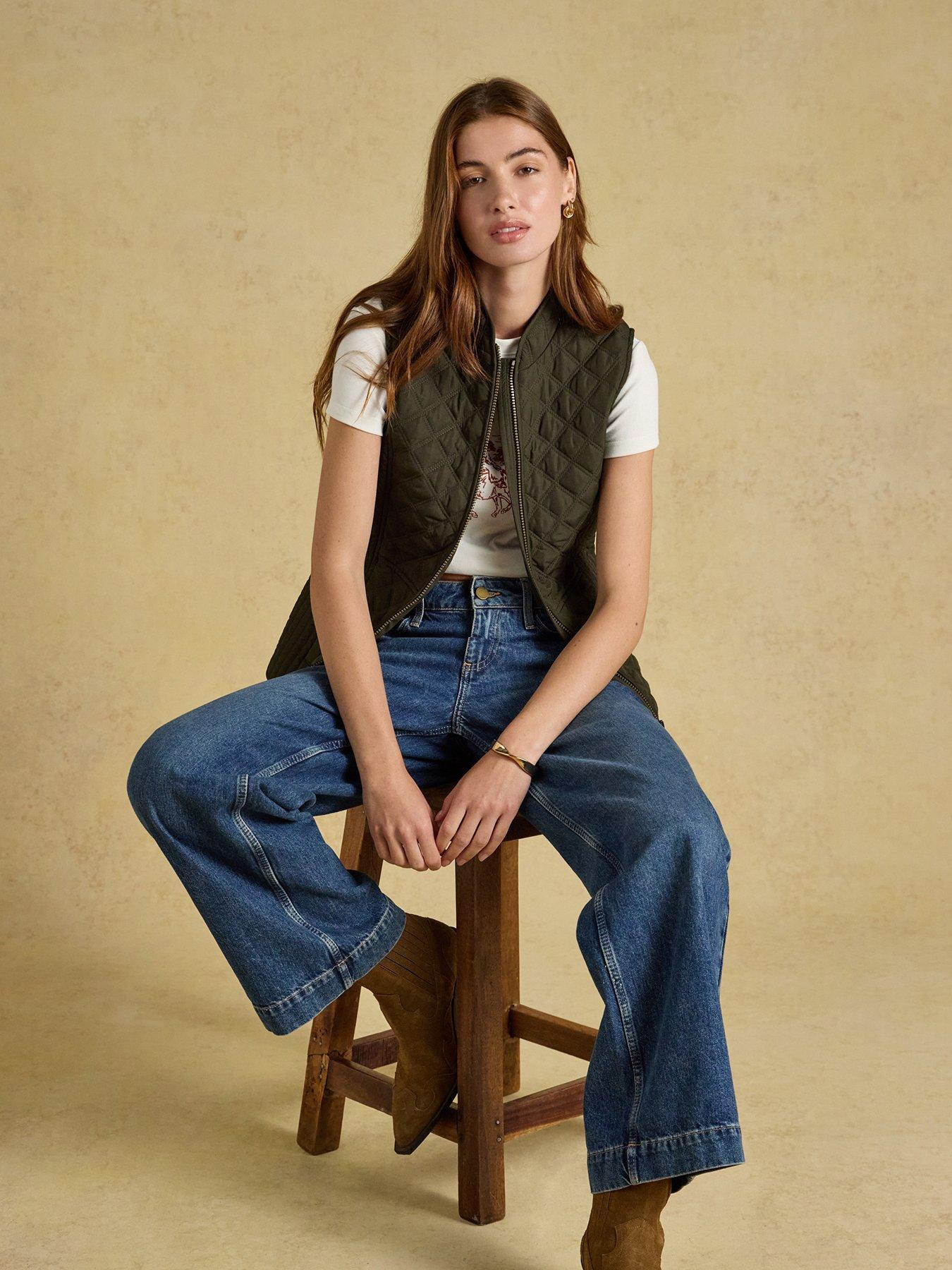 Joules Women's Minx Diamond Quilted Gilet - Rosemary Green | Very