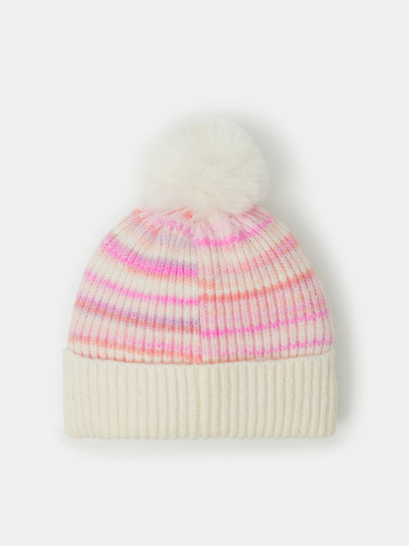 Image 2 of 3 of Accessorize Girls Ombre Stripe Dog Pom Pom Beanie - Multi