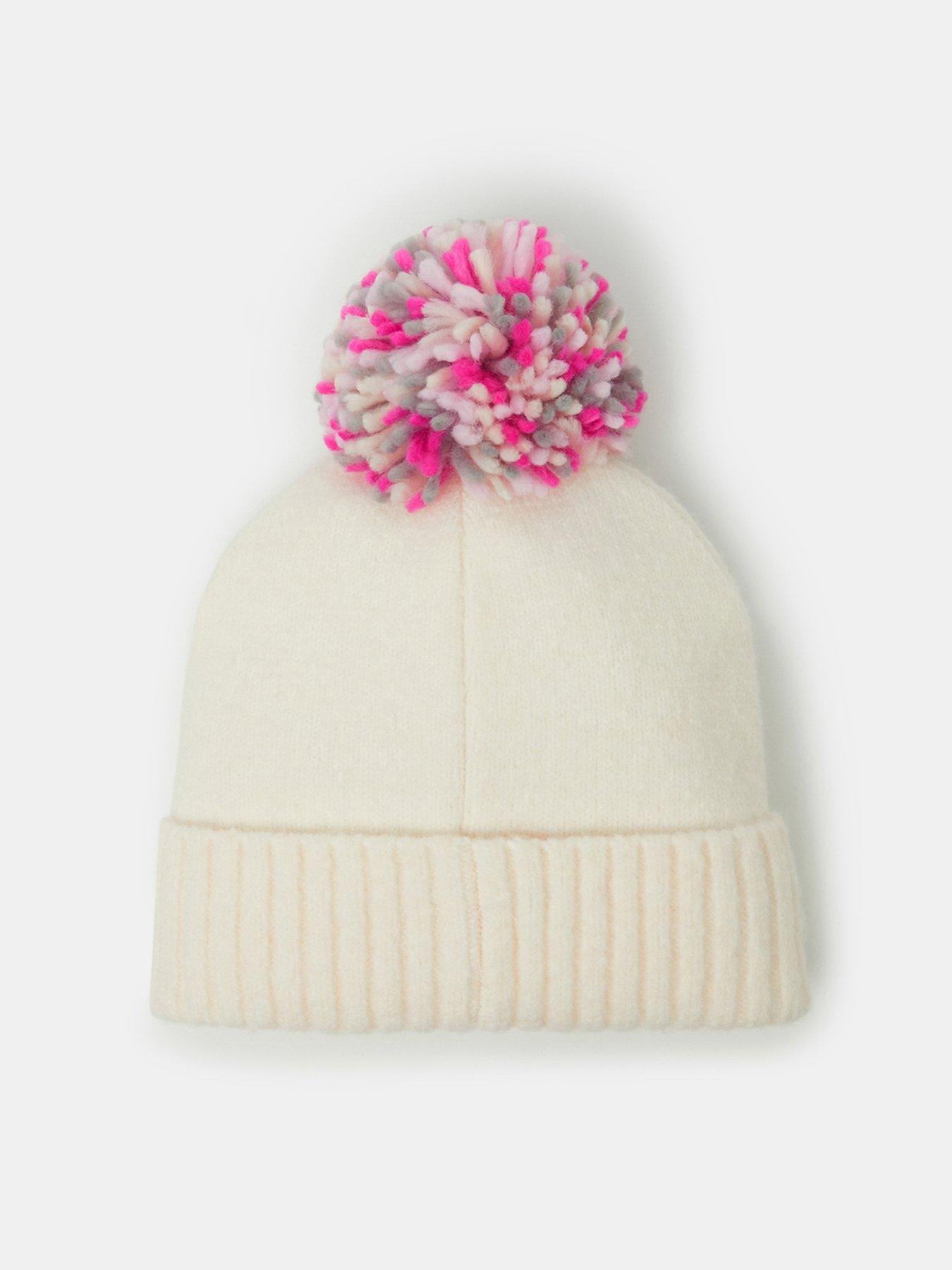 Image 2 of 3 of Accessorize Girls Embroidered Pom Beanie - Cream