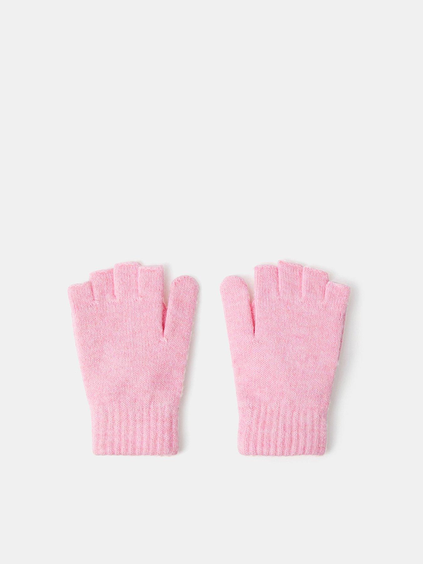 Image 2 of 3 of Accessorize Girls Convertible Cherry Fingerless Gloves - Pink