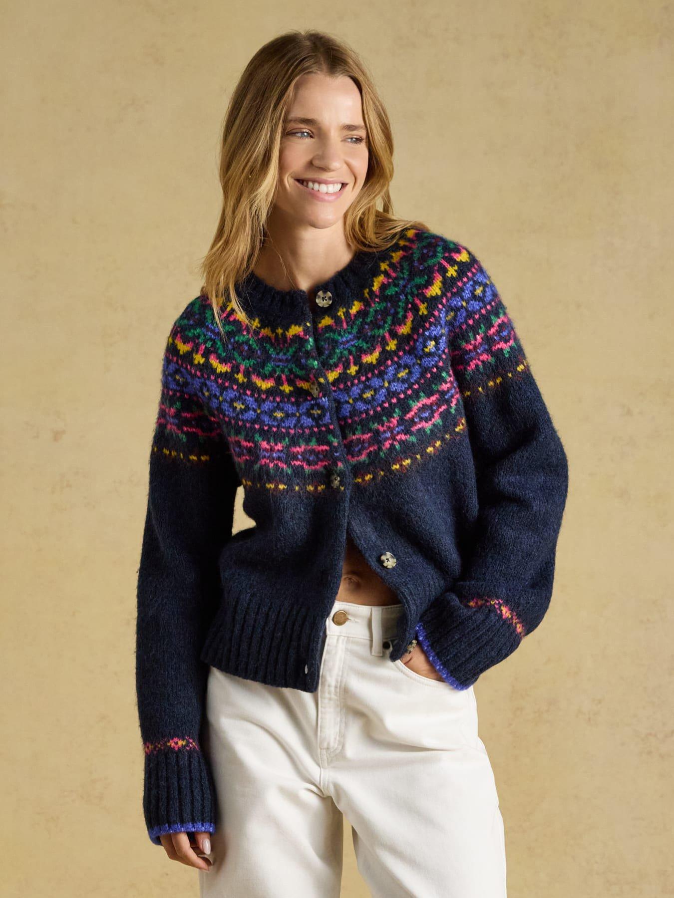Joules Fairisle Cardigan - Navy