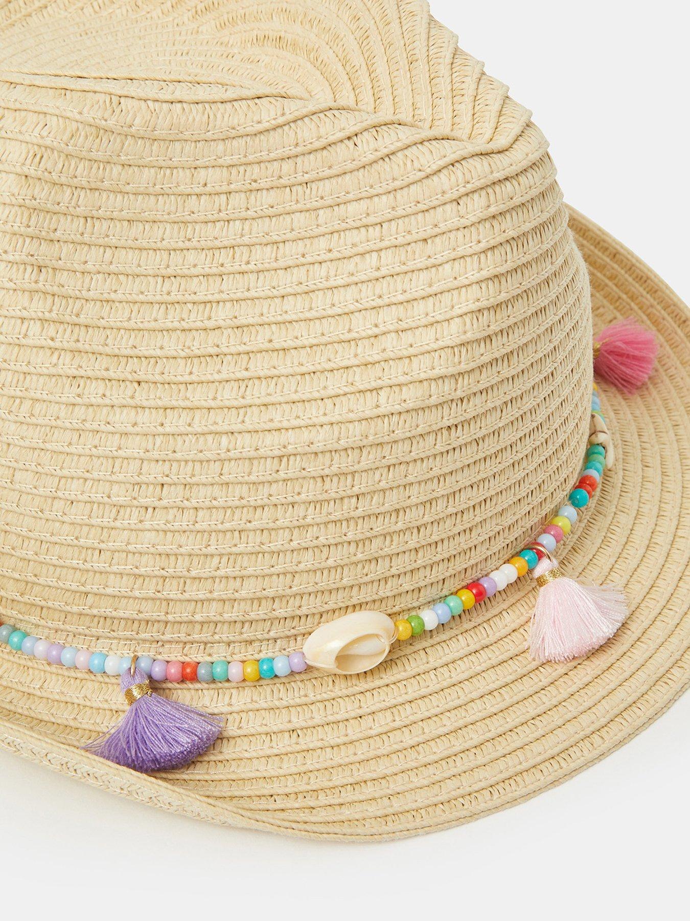 Accessorize Girls Beaded Tassel Trim Trilby - Beige | Very