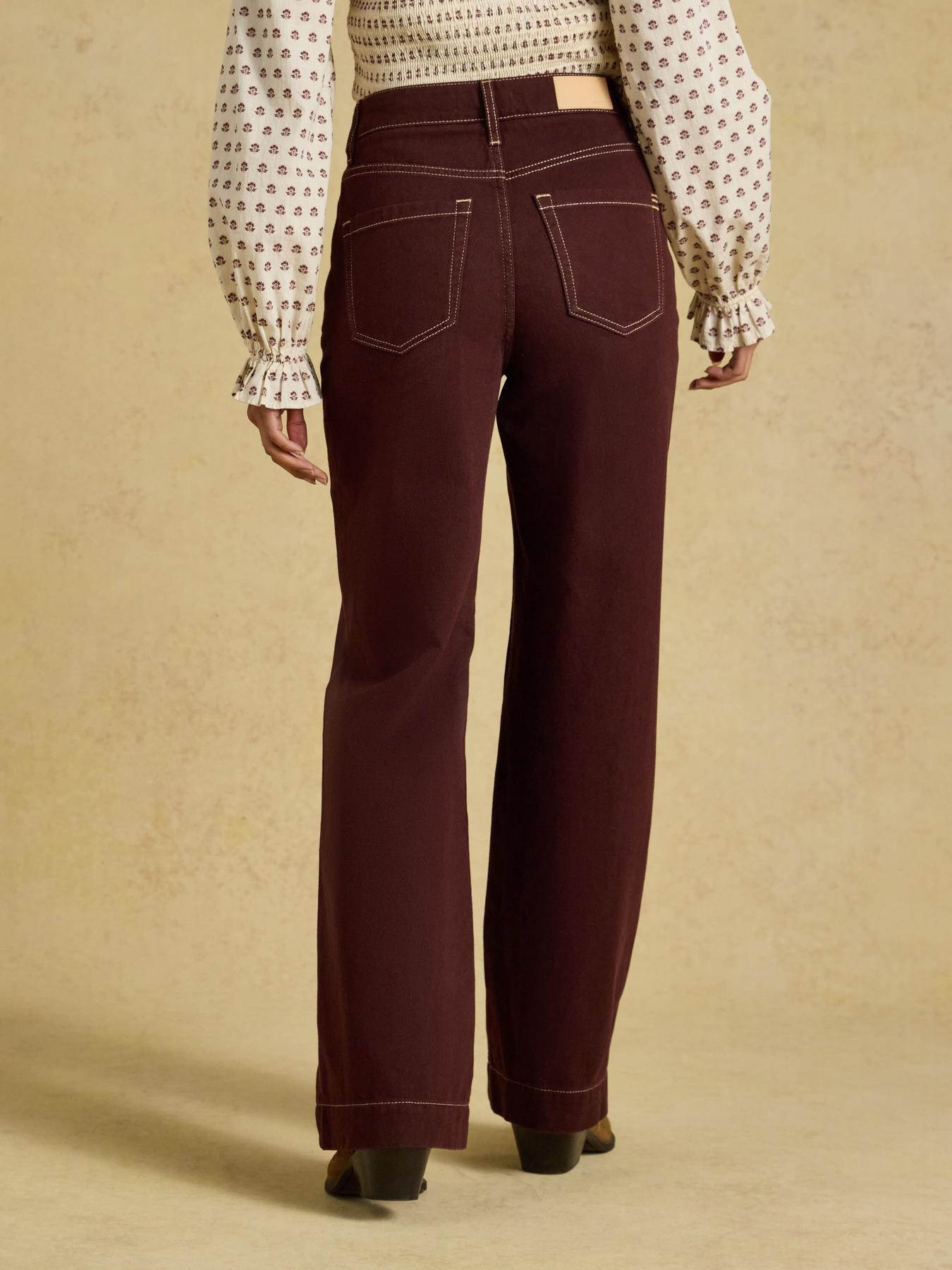 Image 2 of 6 of Joules Women's High Rise Wide Leg Jeans - Brown