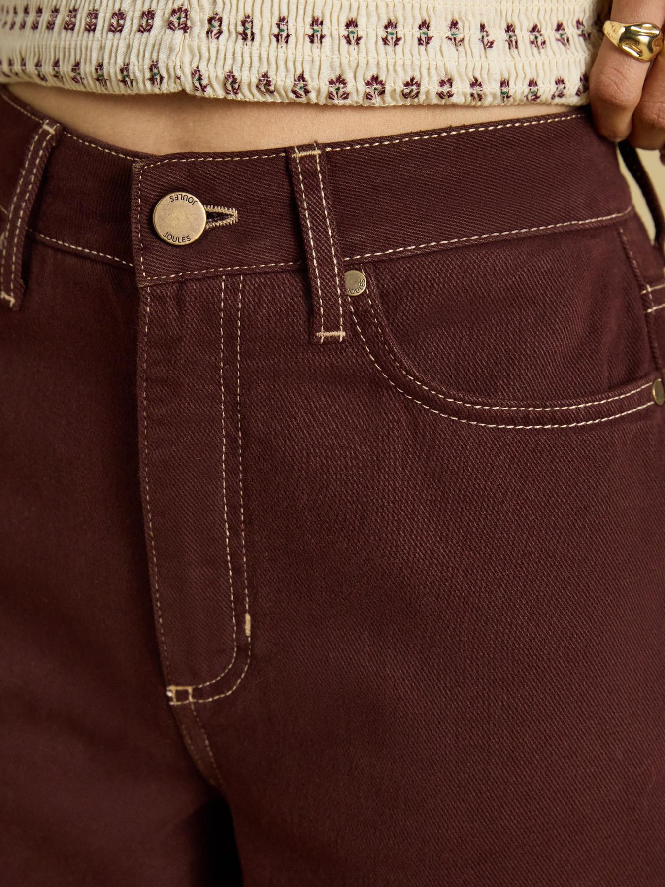 Image 4 of 6 of Joules Women's High Rise Wide Leg Jeans - Brown