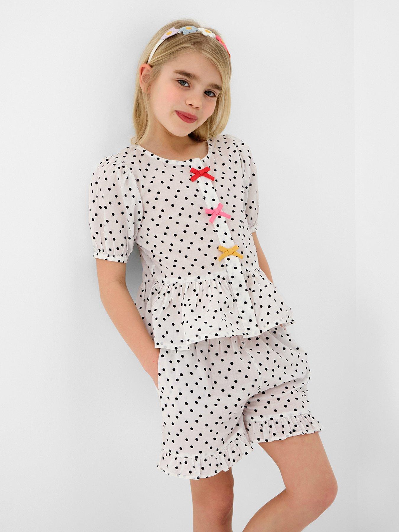 Accessorize Girls Polka Dot Co-Ord Top - White
