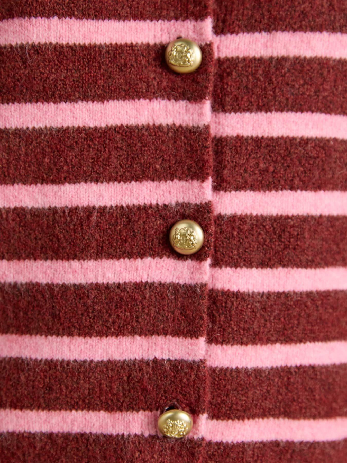 Image 6 of 6 of Joules Womens Holly Button-Through Stripe Knitted Vest - Pink