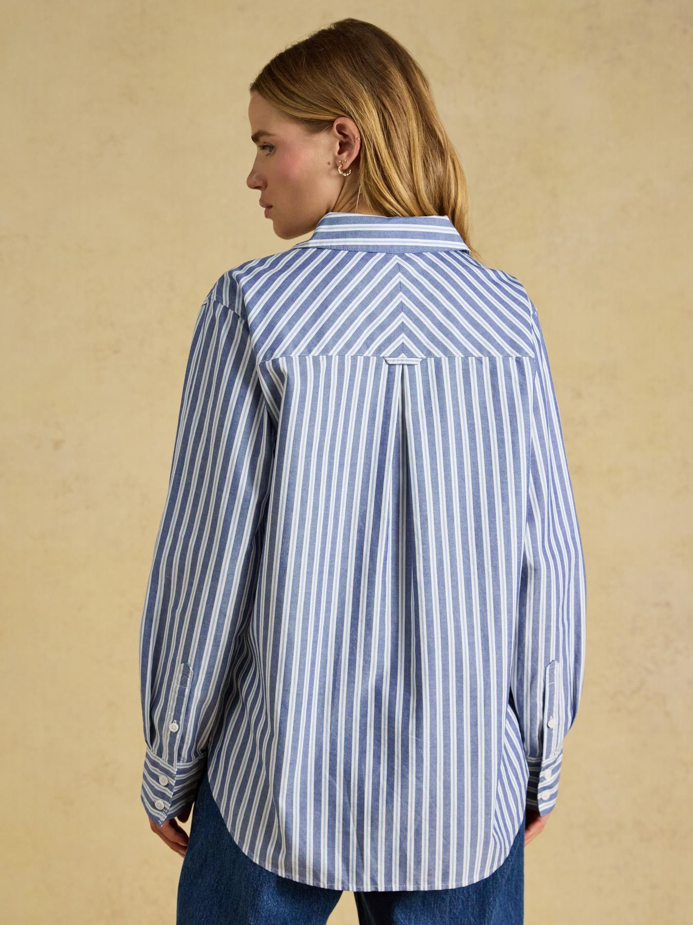 Image 2 of 6 of Joules Women's Boyfriend Oxford Stripe Shirt - Blue