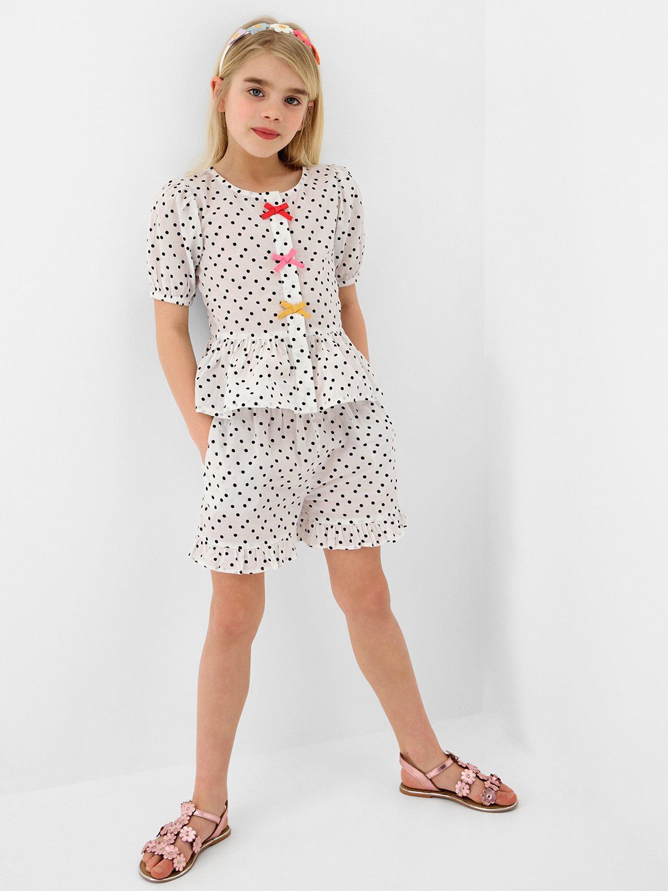 Accessorize Girls Polka Dot Co-Ord Shorts - White