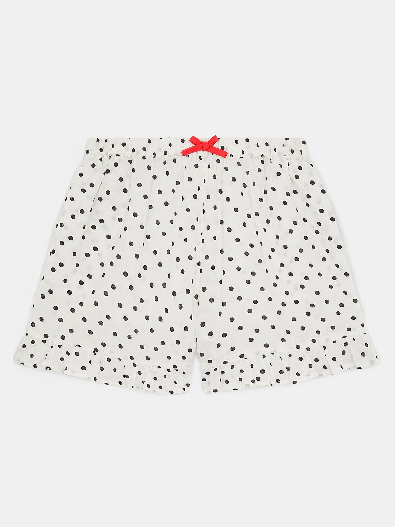 Image 2 of 4 of Accessorize Girls Polka Dot Co-ord Shorts - White