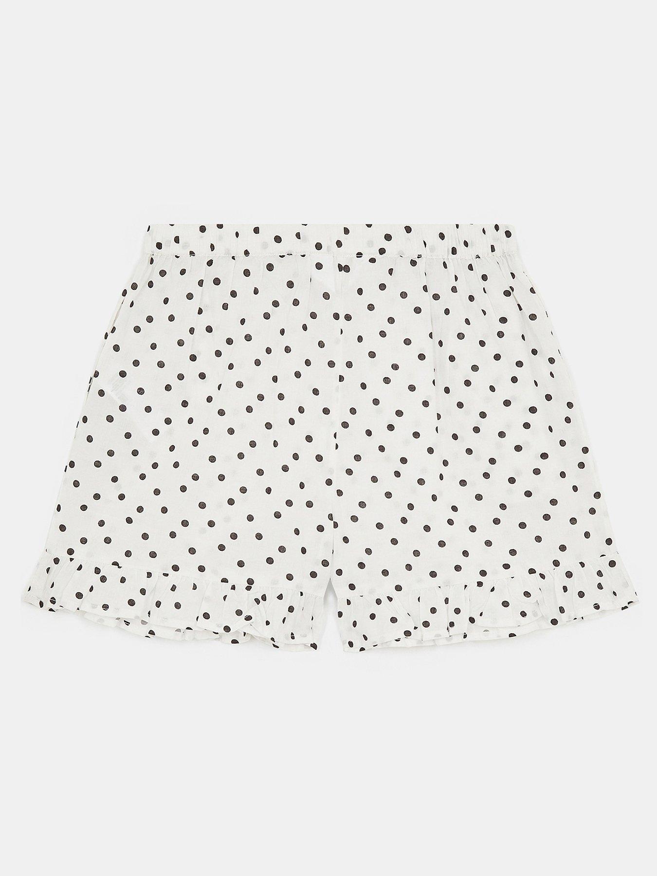 Image 3 of 4 of Accessorize Girls Polka Dot Co-ord Shorts - White