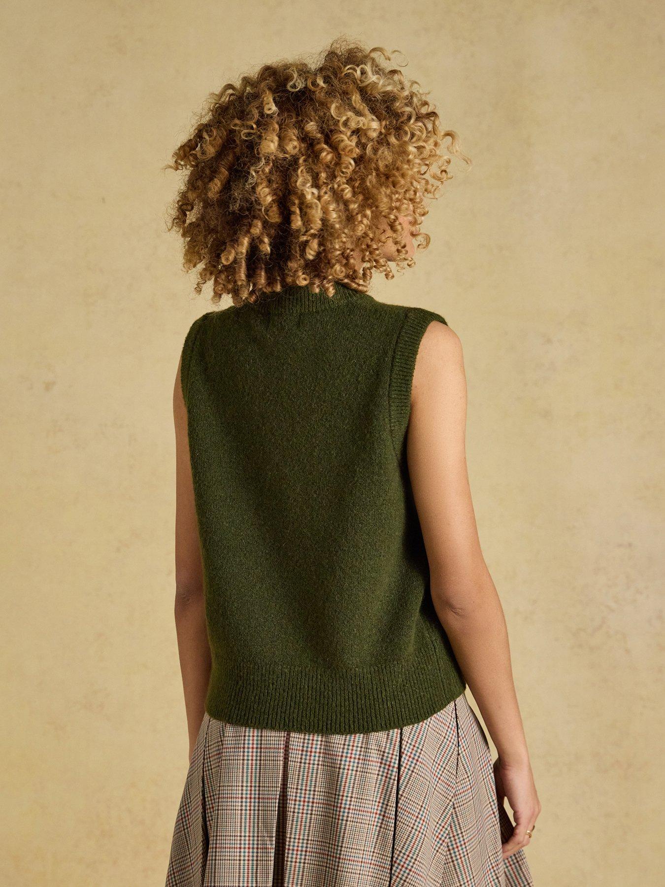 Image 2 of 7 of Joules Holly Regular Fit Knitted Vest - Olive Green