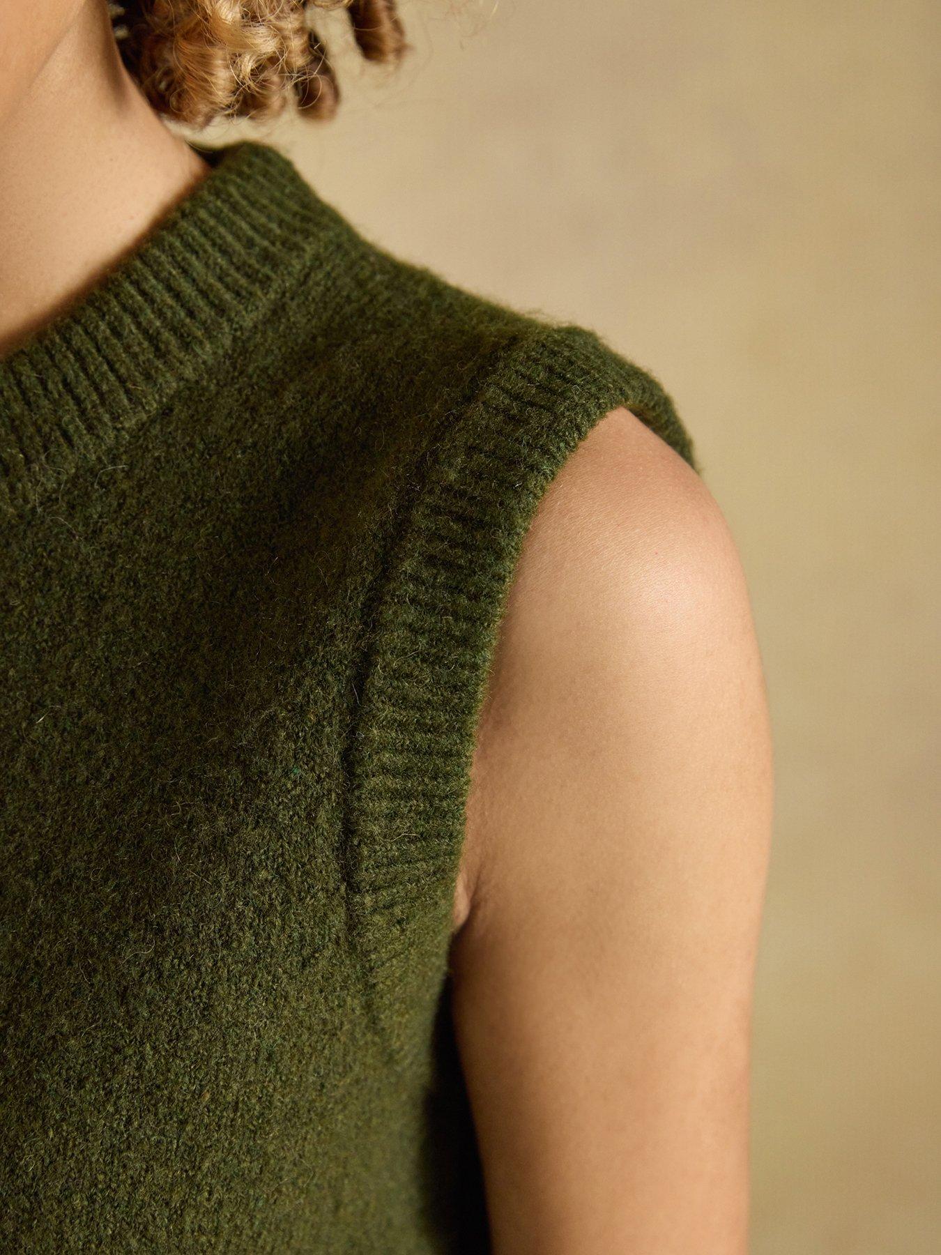 Image 7 of 7 of Joules Holly Regular Fit Knitted Vest - Olive Green