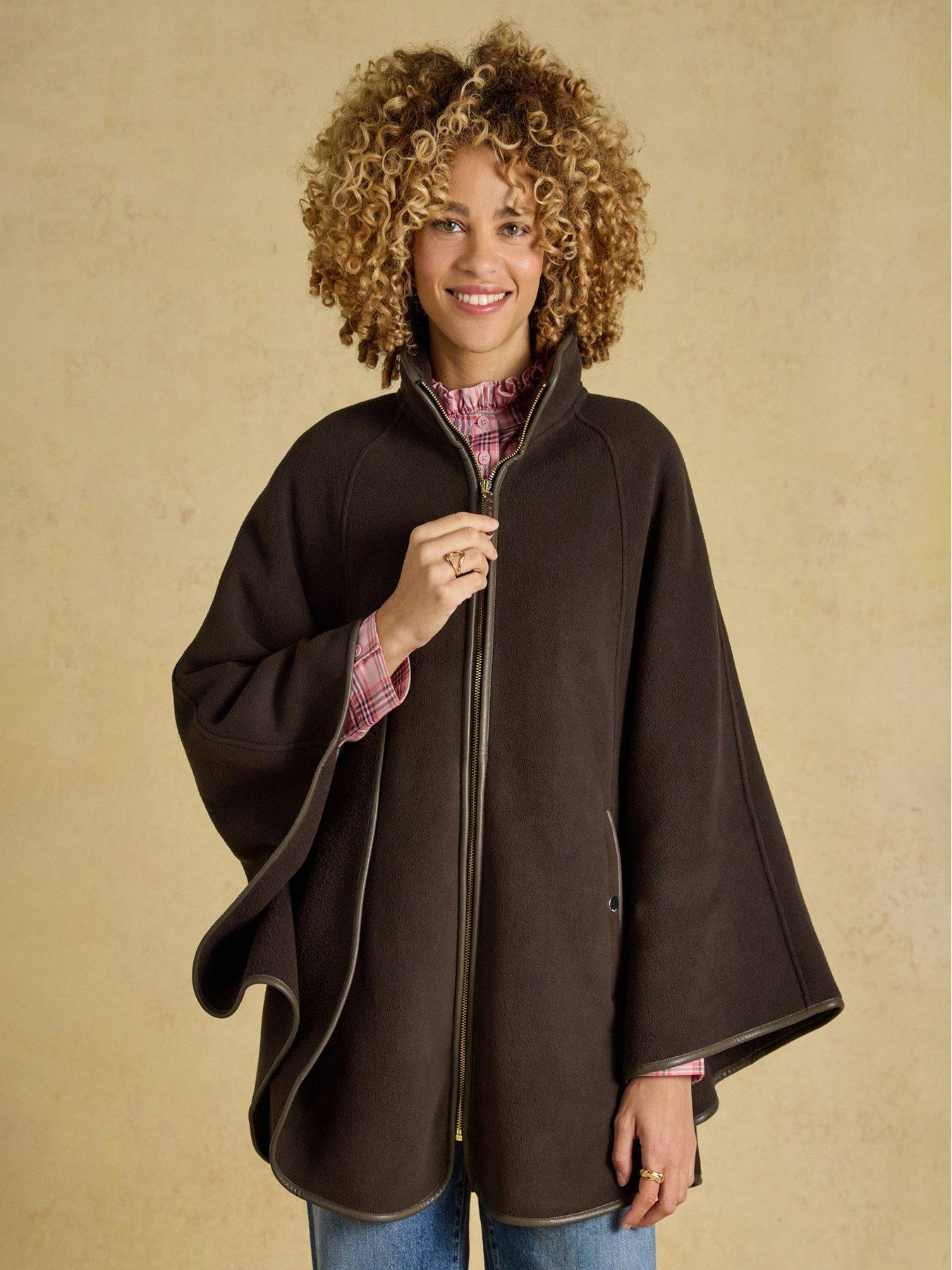 Image 1 of 7 of Joules Womens Heritage Zip Through High Collar Cape - Brown