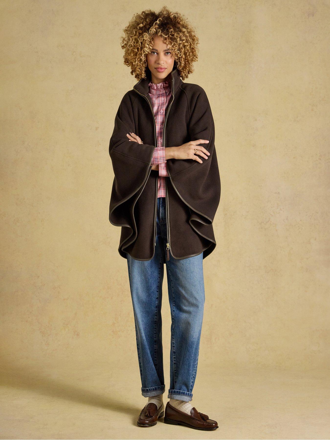 Image 3 of 7 of Joules Womens Heritage Zip Through High Collar Cape - Brown