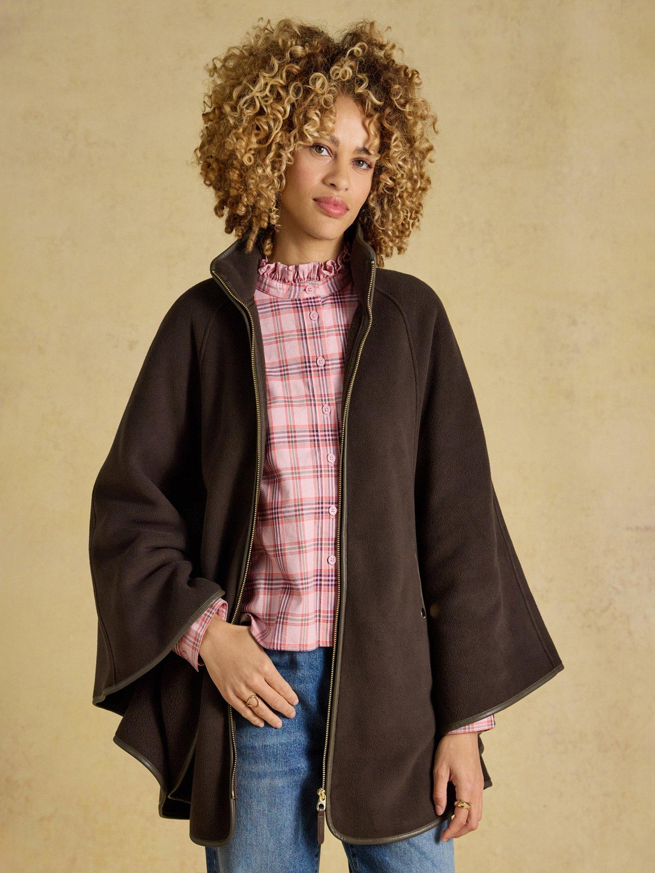 Image 4 of 7 of Joules Womens Heritage Zip Through High Collar Cape - Brown