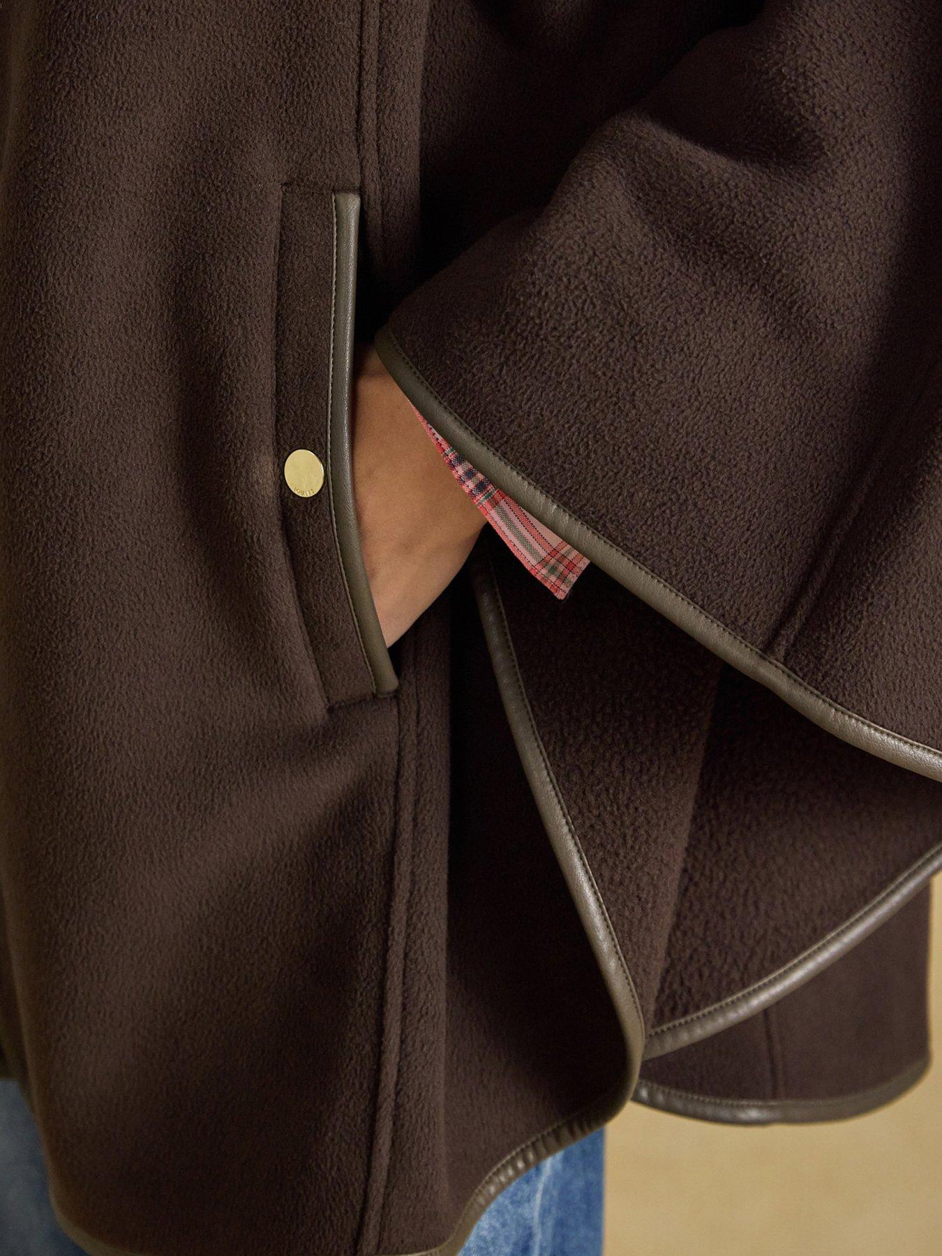 Image 7 of 7 of Joules Womens Heritage Zip Through High Collar Cape - Brown