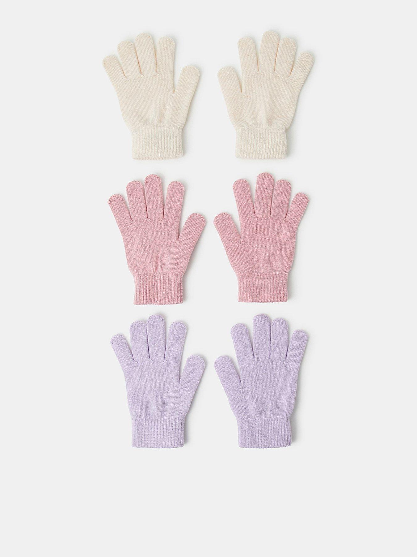 Image 1 of 2 of Accessorize Girls 3 Pack&nbsp;Fluffy Knitted Cuff Gloves - Multi