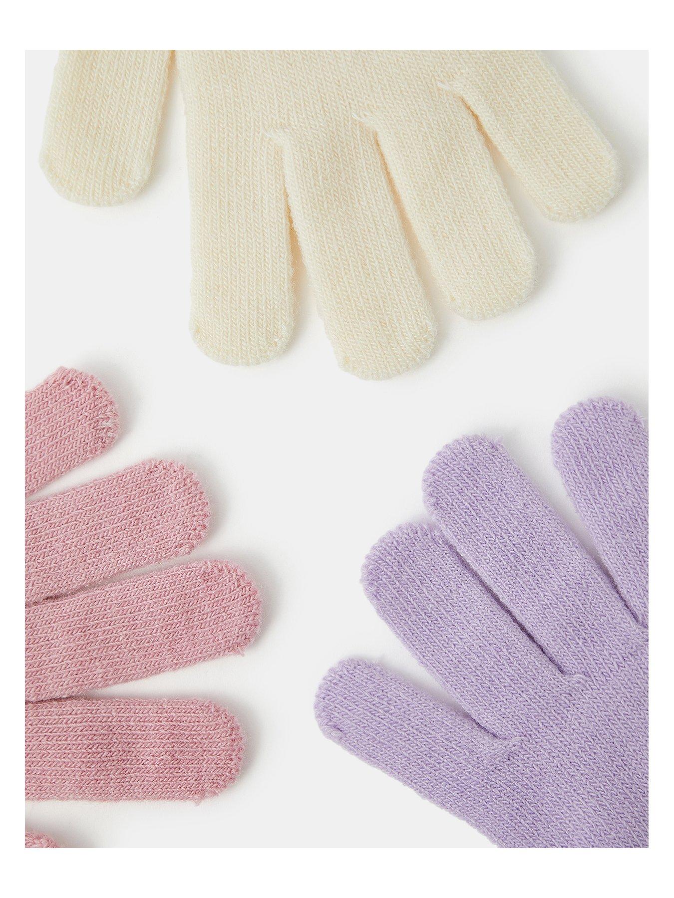 Image 2 of 2 of Accessorize Girls 3 Pack&nbsp;Fluffy Knitted Cuff Gloves - Multi