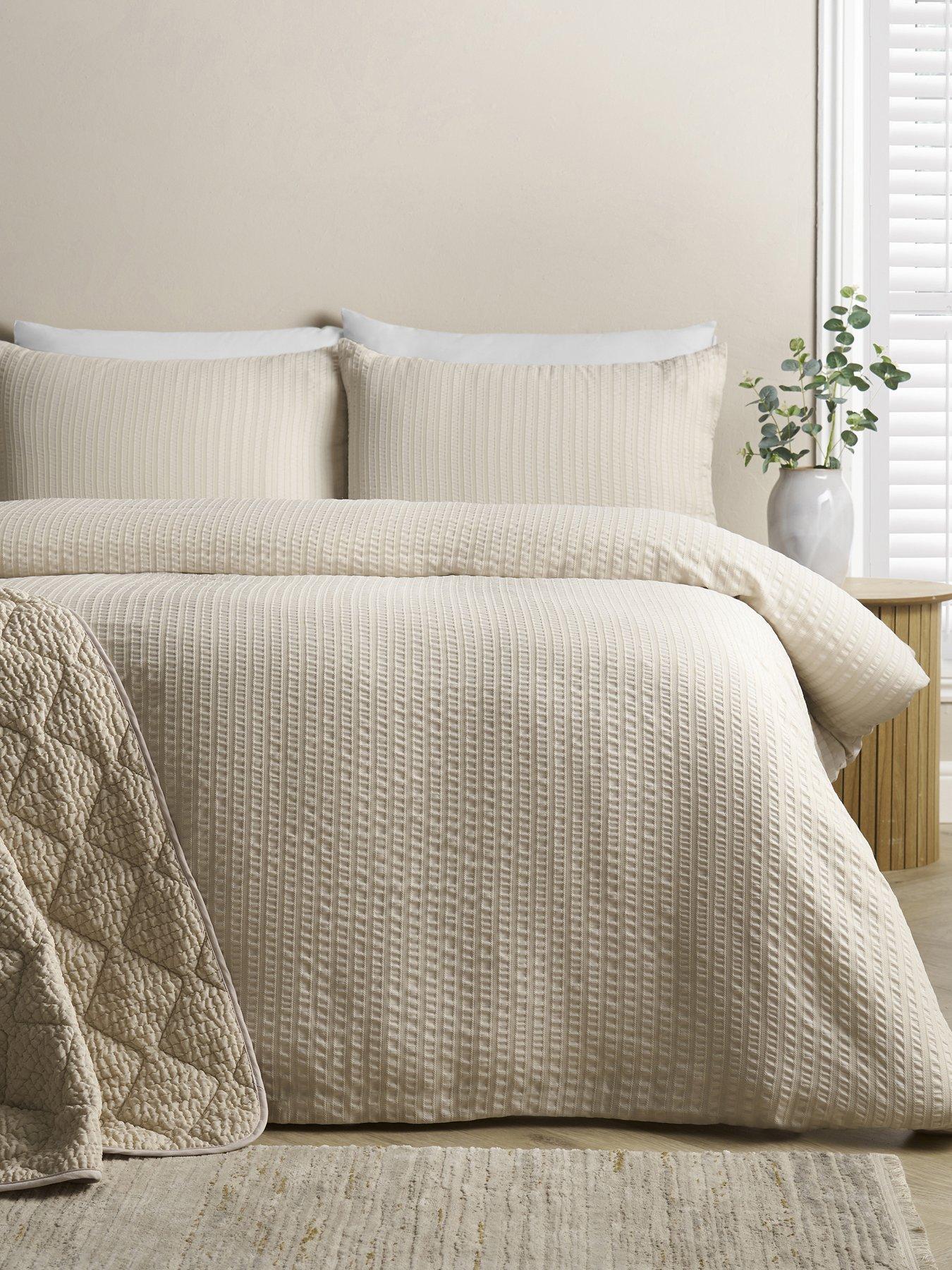Catherine Lansfield Stripe Seersucker Duvet Cover Set