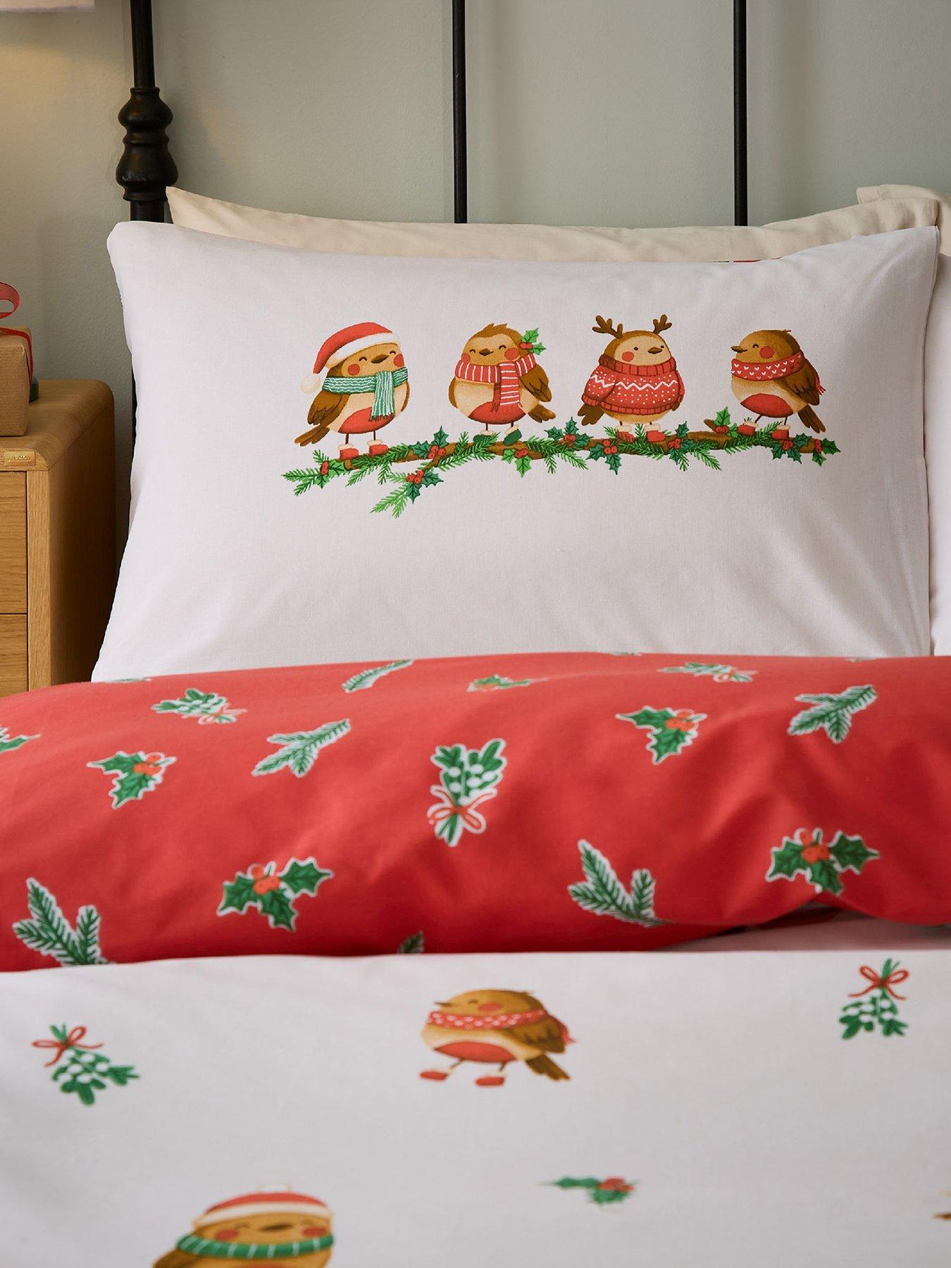 Image 2 of 5 of Catherine Lansfield Christmas Robins Duvet Cover Set